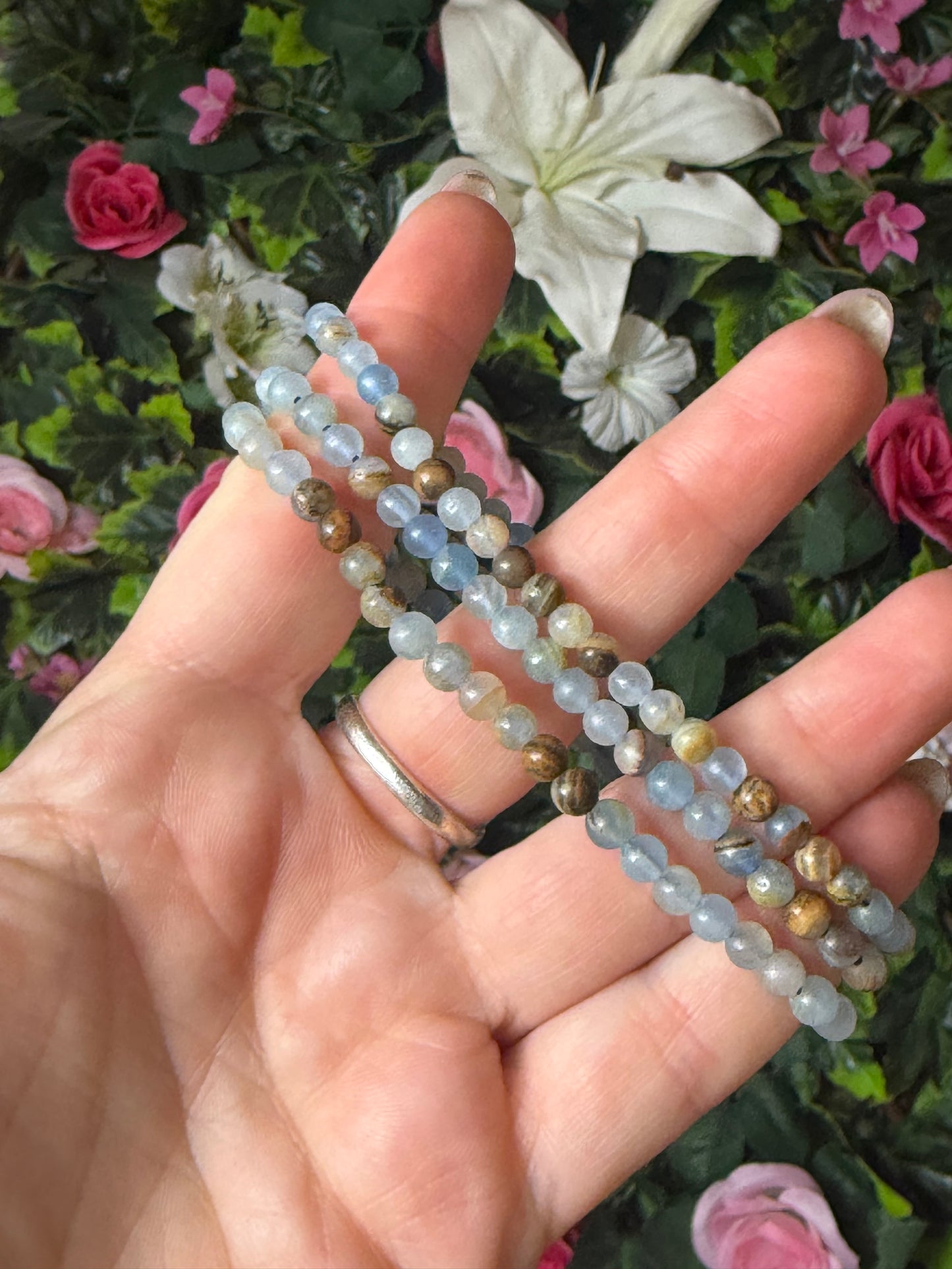 Blue Onyx Bracelet (Aquatine Lemerian Calcite)