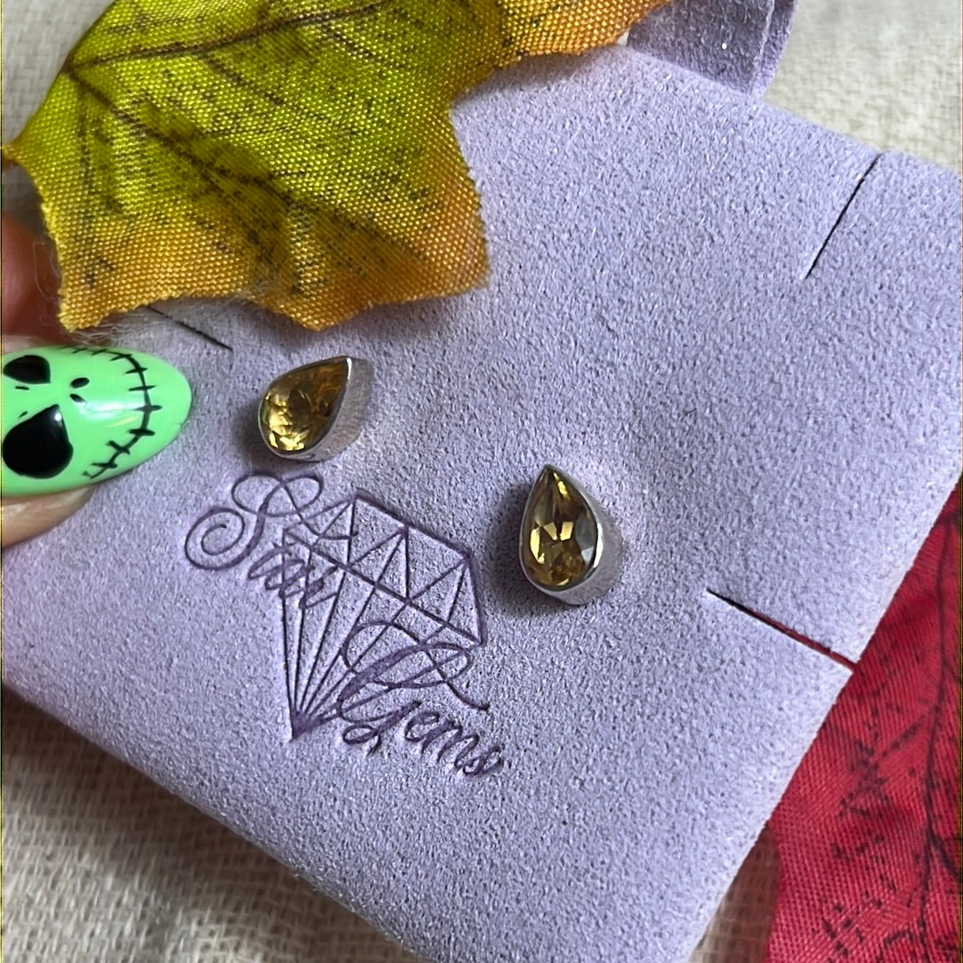 Citrine Facet 925 Sterling Studs Earrings