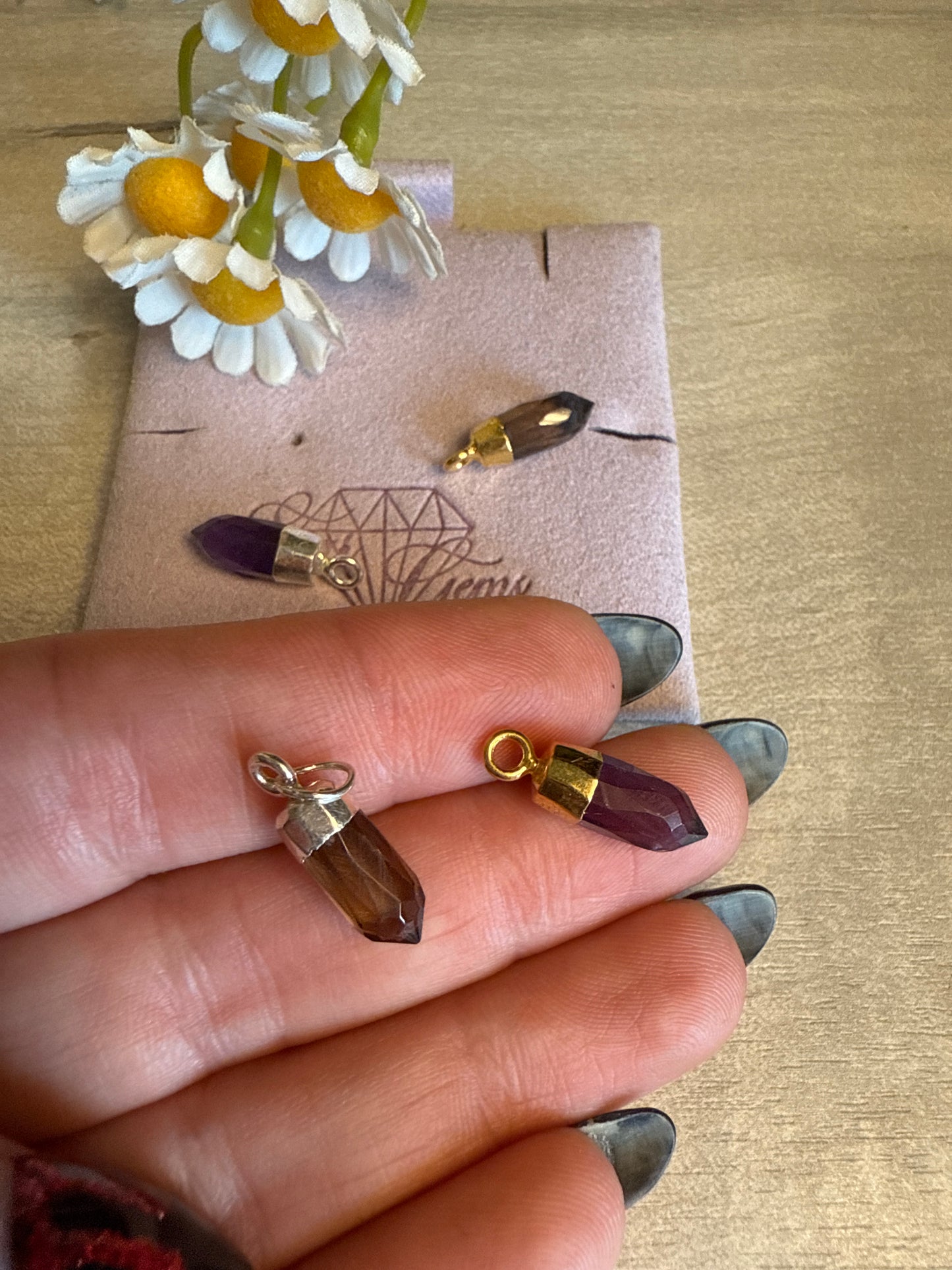 Mini Point Facet Cut - Silver / Gold Pendant Charm