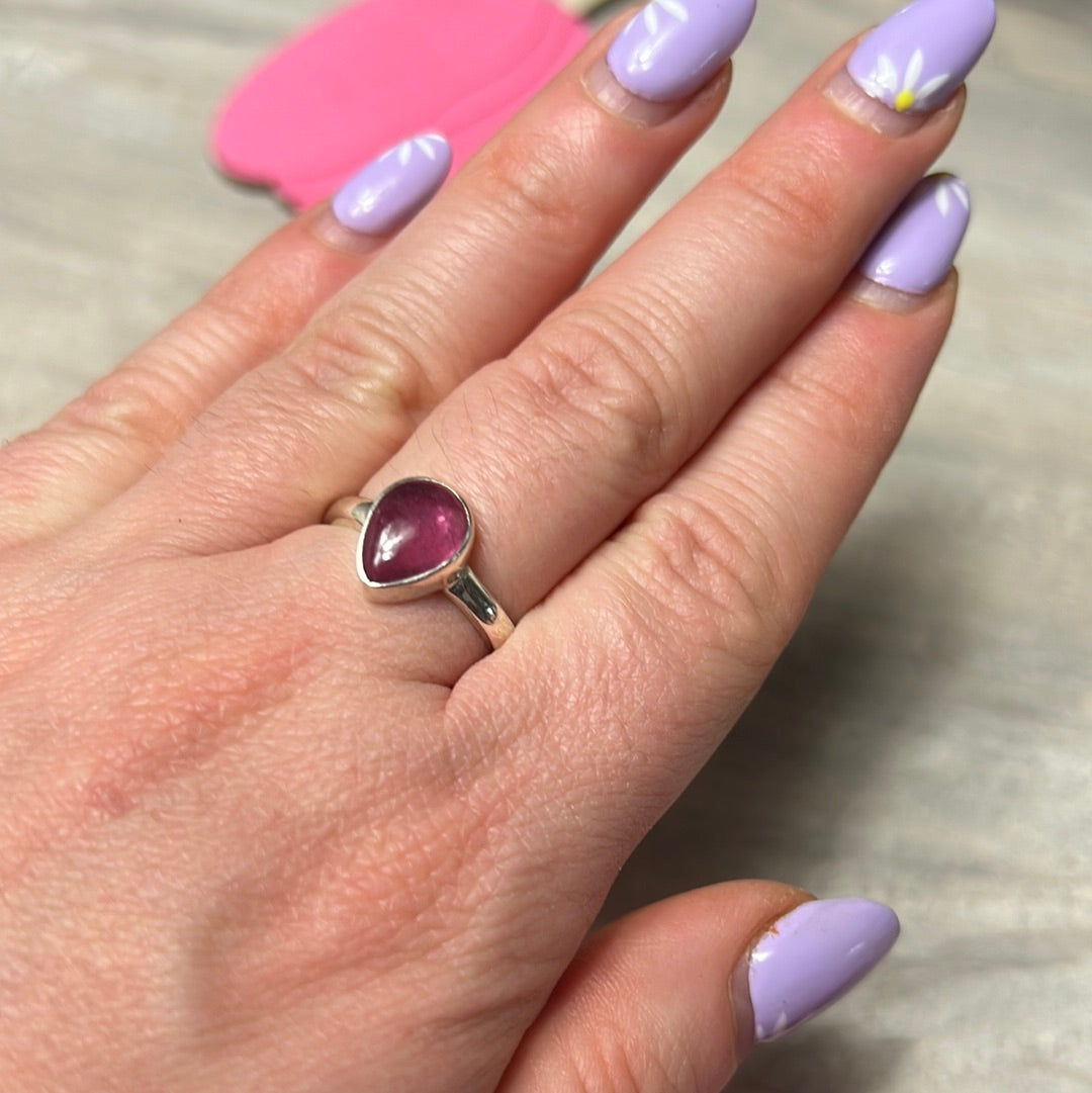 Ruby Natural 925 Silver Ring -  Size N 1/2