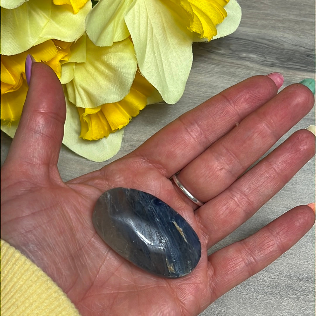 Kyanite in Clear Quartz Palm - rare find