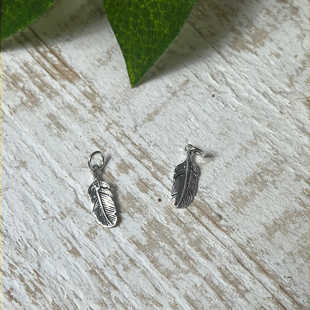 Feather 925 Sterling Silver Pendant Charm