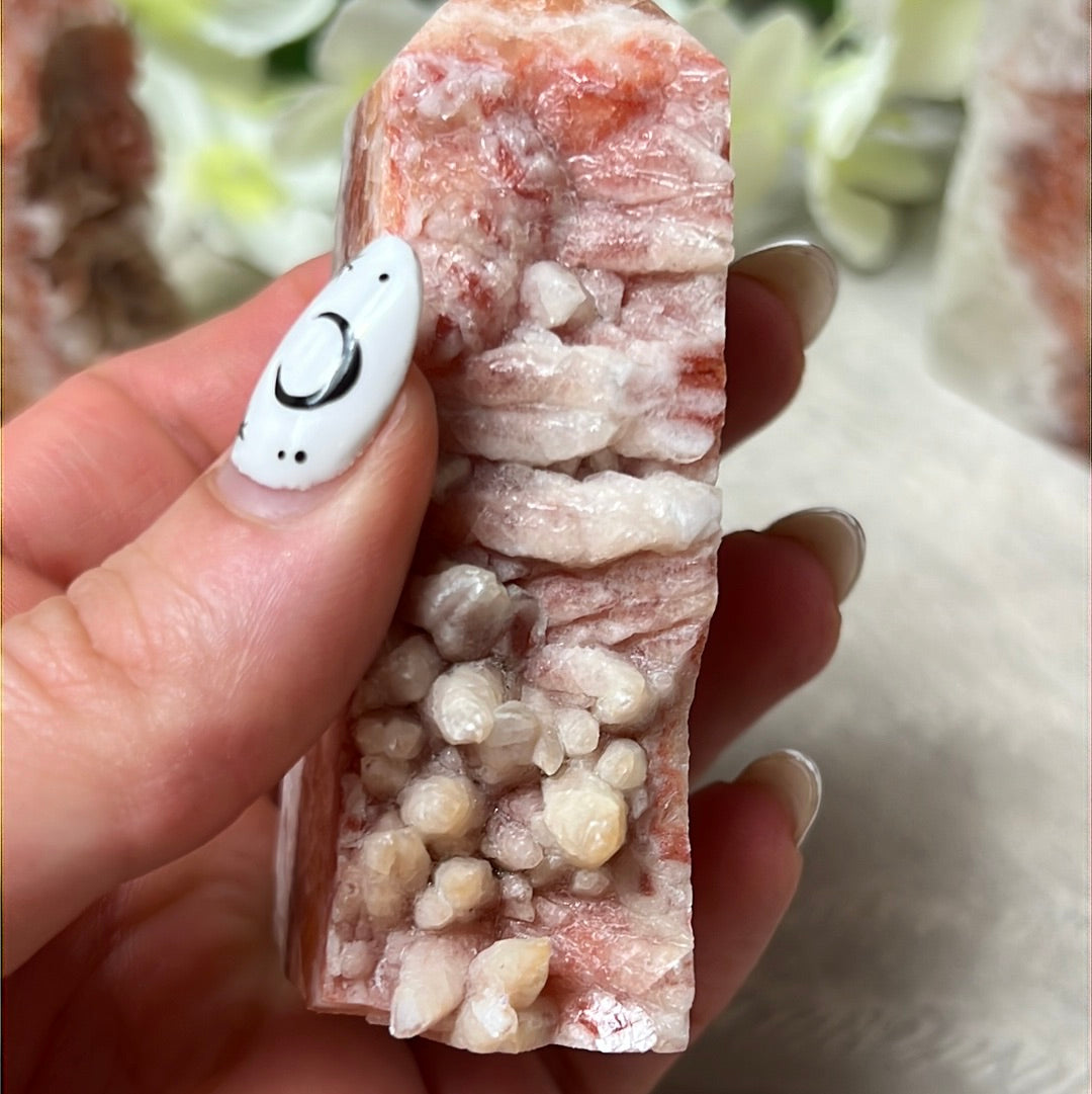 Sunstone, Orchid & Orange Calcite Druzy Tower Points