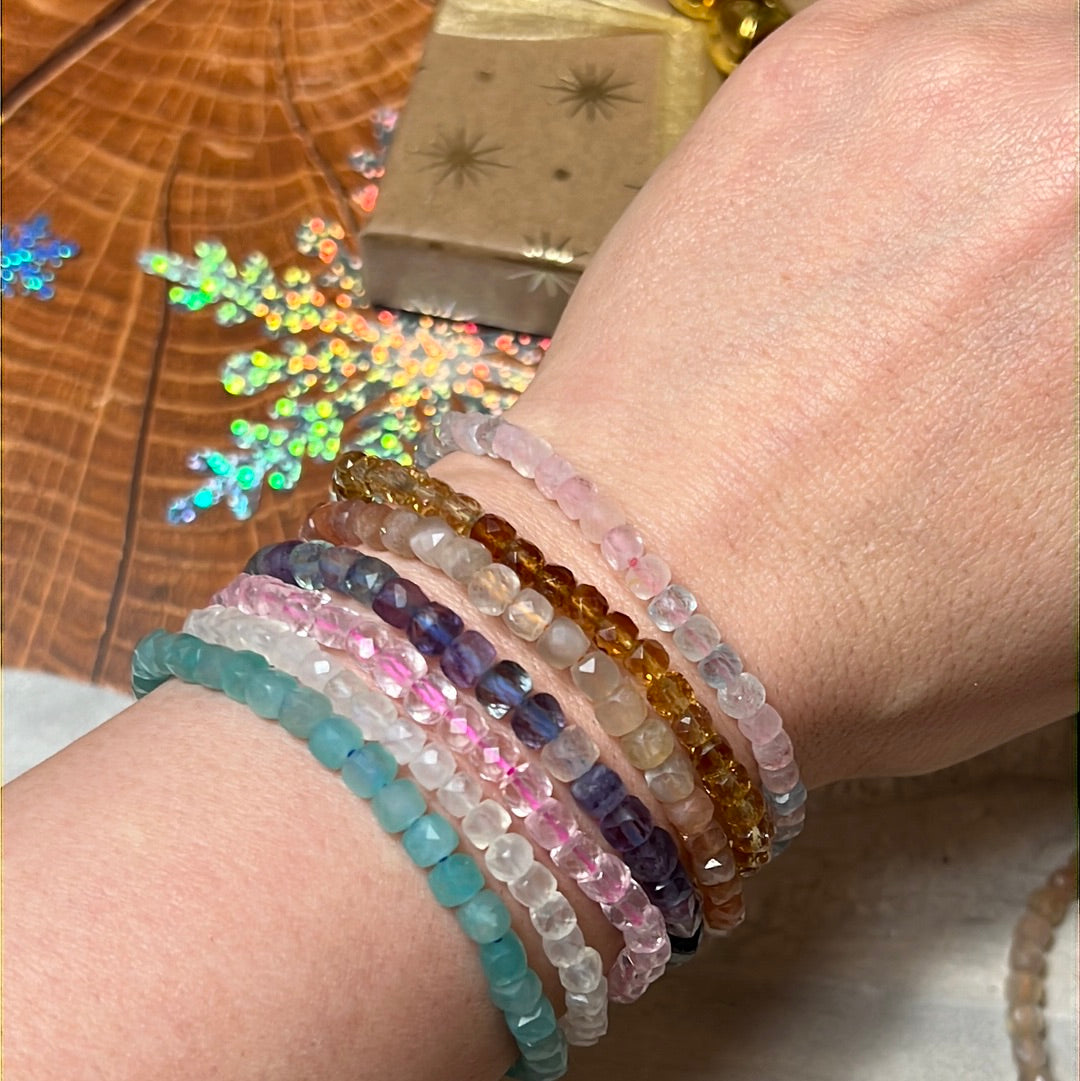 Square Facet Bead Bracelets -