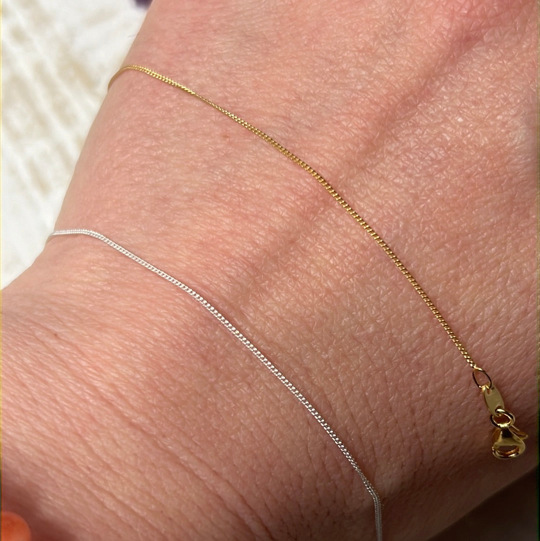 Birthstone Collection Chain - Lightweight Curb 925 Silver & 18ct Gold