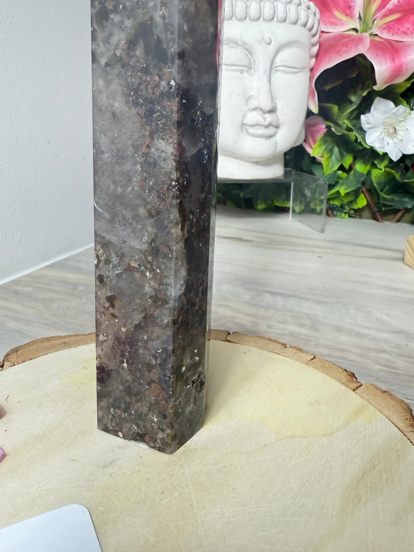 RARE Smokey with garnet & mica Tower Point