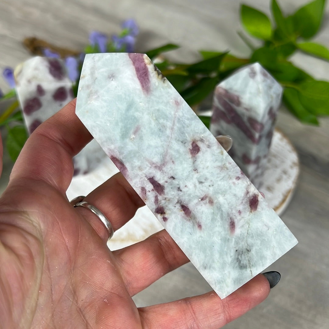 Pink tourmaline and aquamarine Towers Tower Point