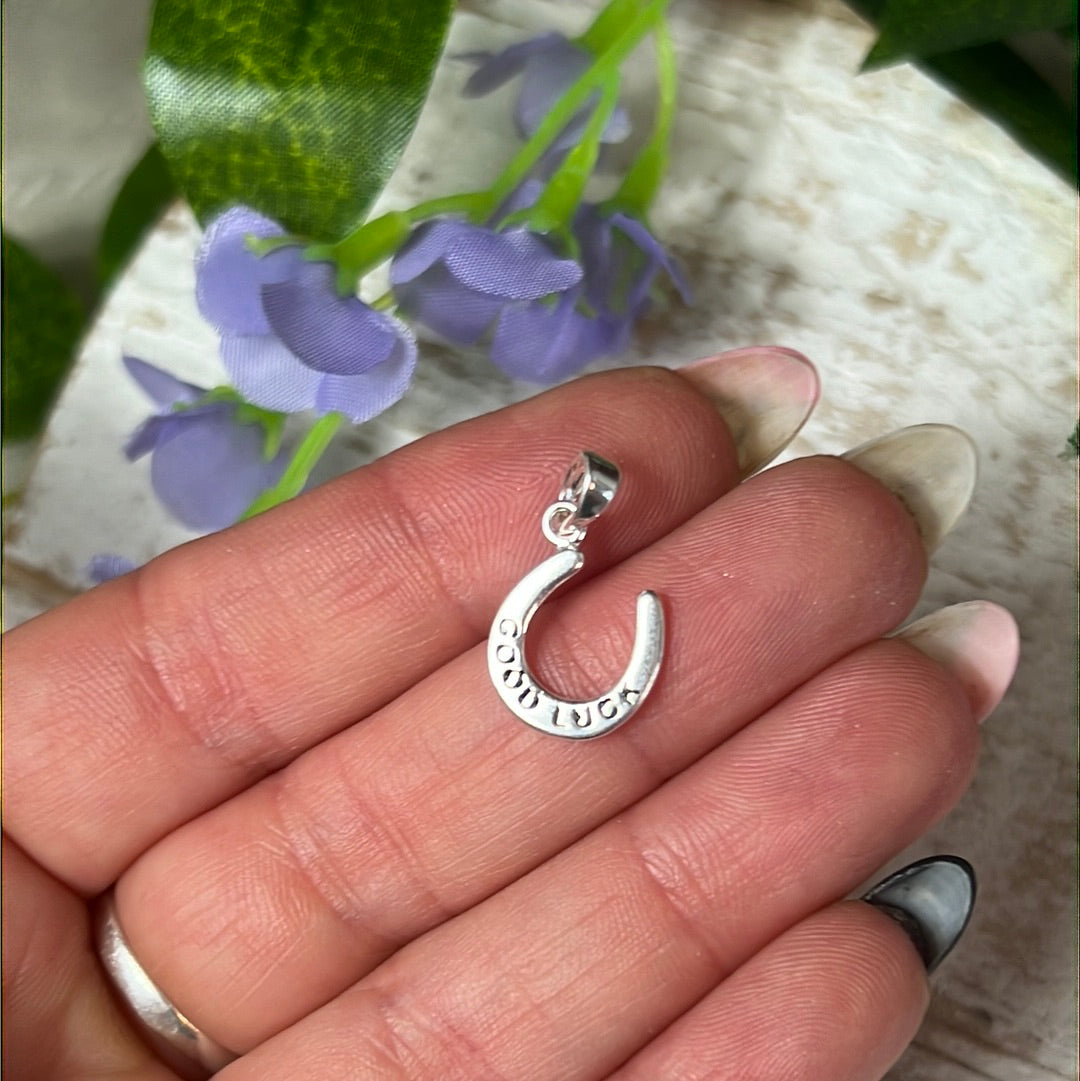 Good Luck Horseshoe 925 Sterling Silver Pendant Charm