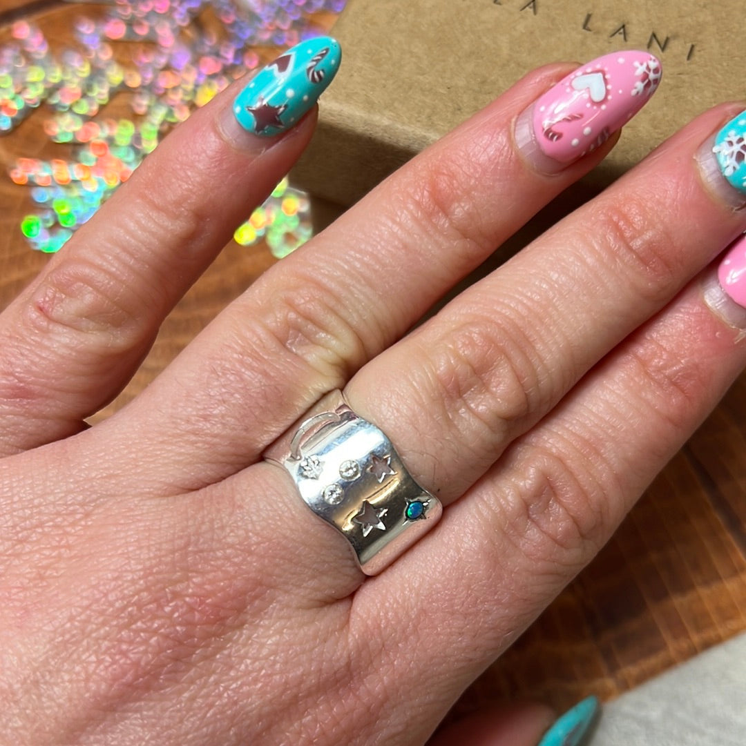 Tala Lani Opal Moon - 925 Sterling Silver Ring