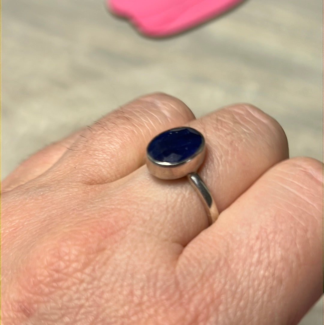 Kyanite Facet 925 Silver Ring -  Size O