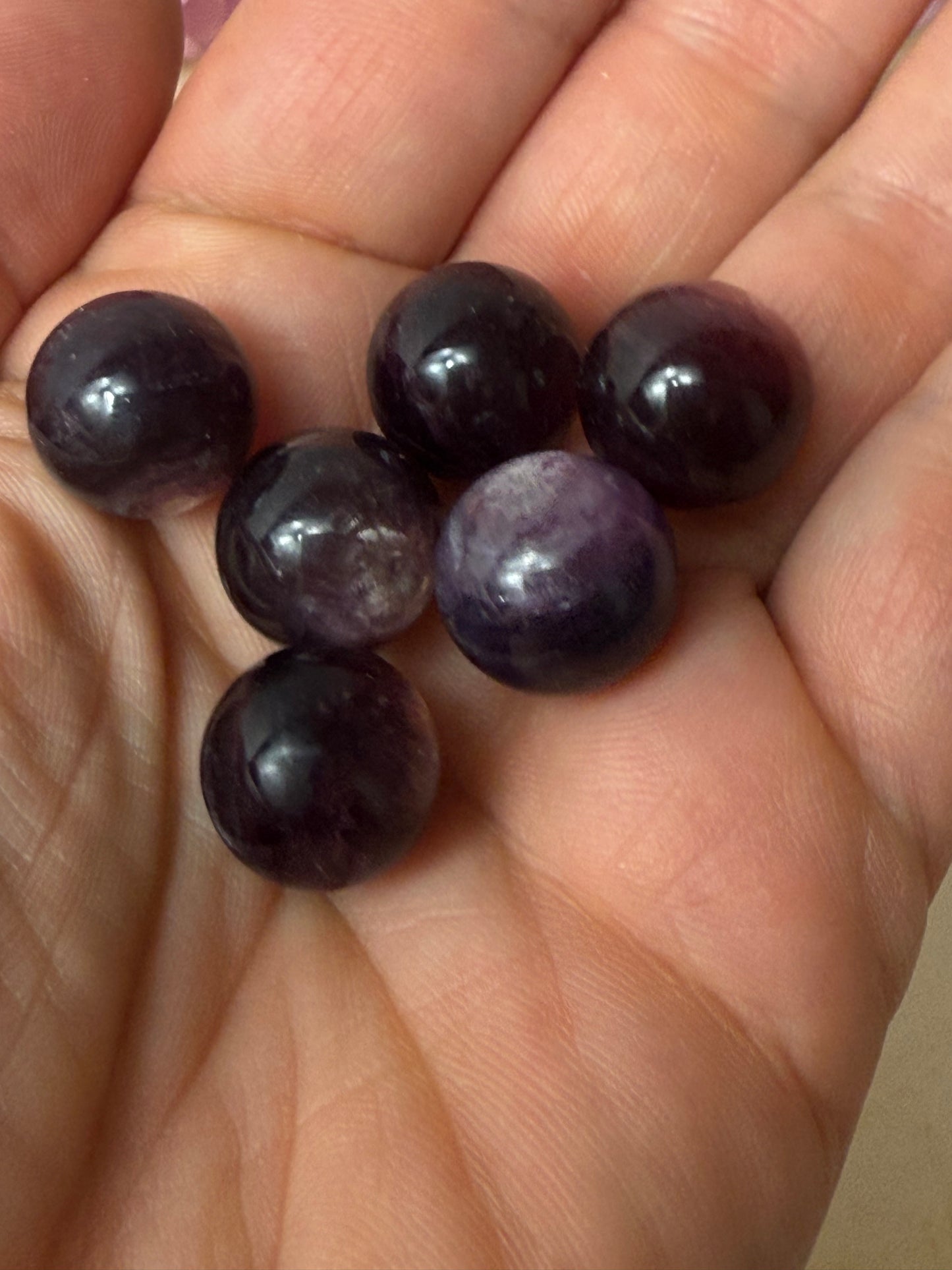 Mini gem lepidolite sphere