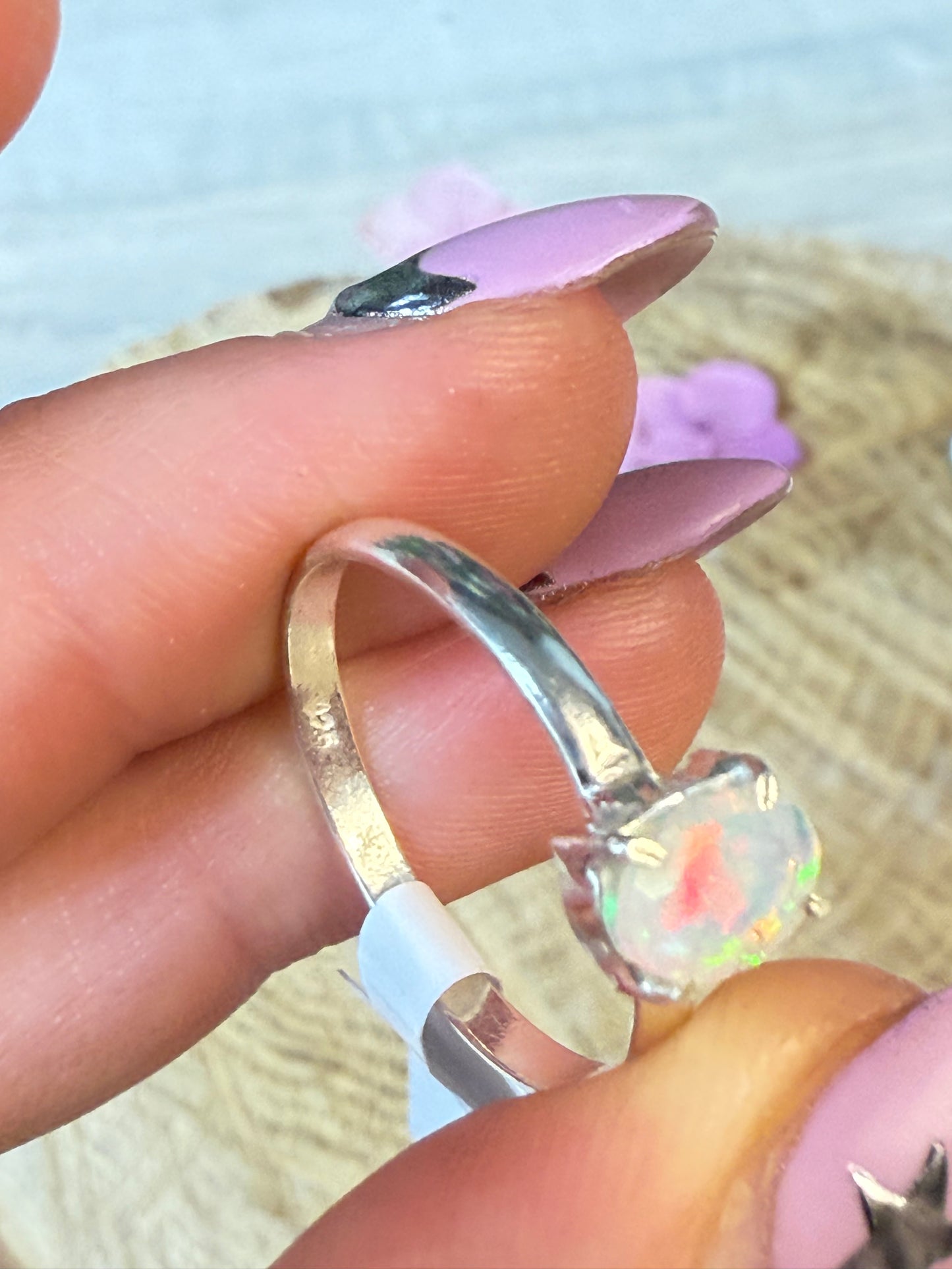 Ethiopian Opal 925 Silver Ring - Size S