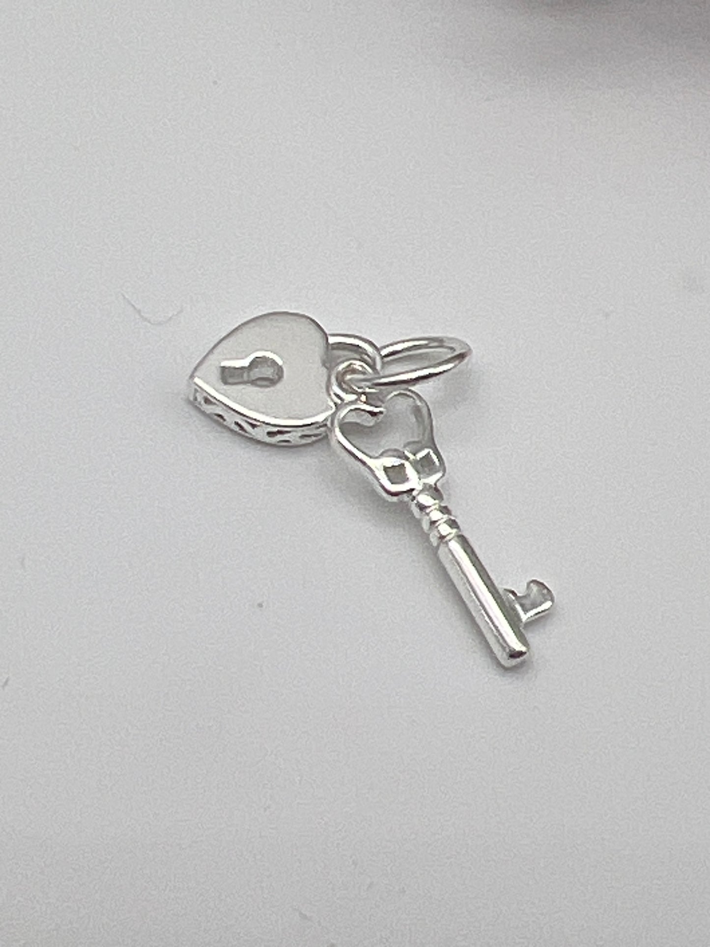 Lock and Key 925 Sterling Silver Pendant Charm