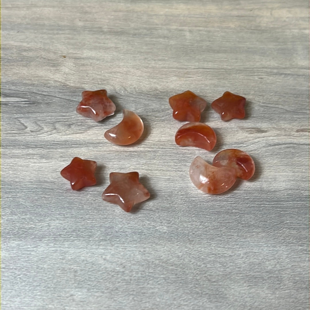 Red Rabbit Hare Quartz - Mini Moon Star Pair - rare