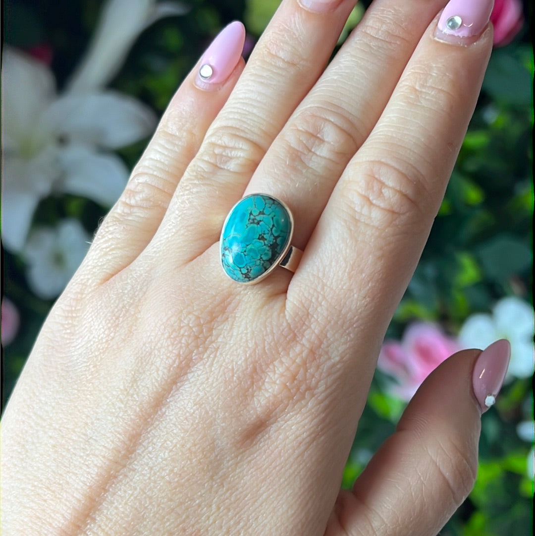 Adjustable Turquoise 925 Sterling Silver Ring