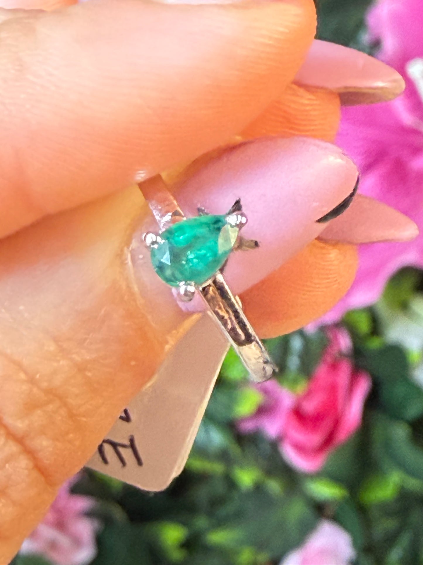 Zambian Emerald - Rare 925 Silver Ring - Size P 1/2