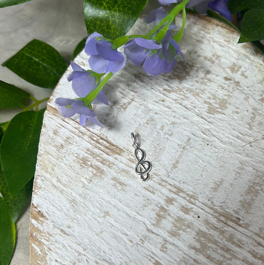 Music Clef 925 Sterling Silver Pendant Charm