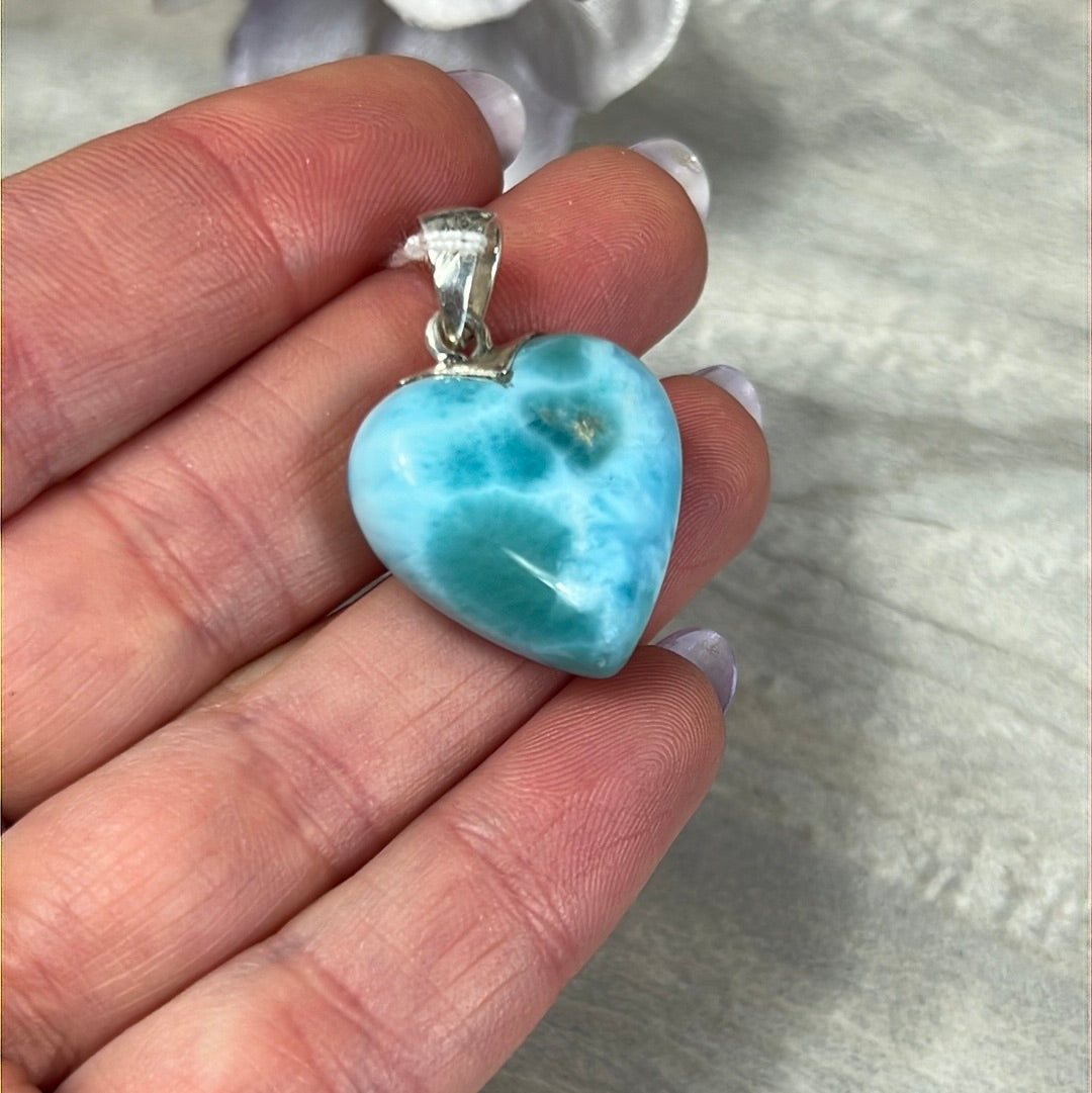 Larimar 925 Heart - Sterling Pendant
