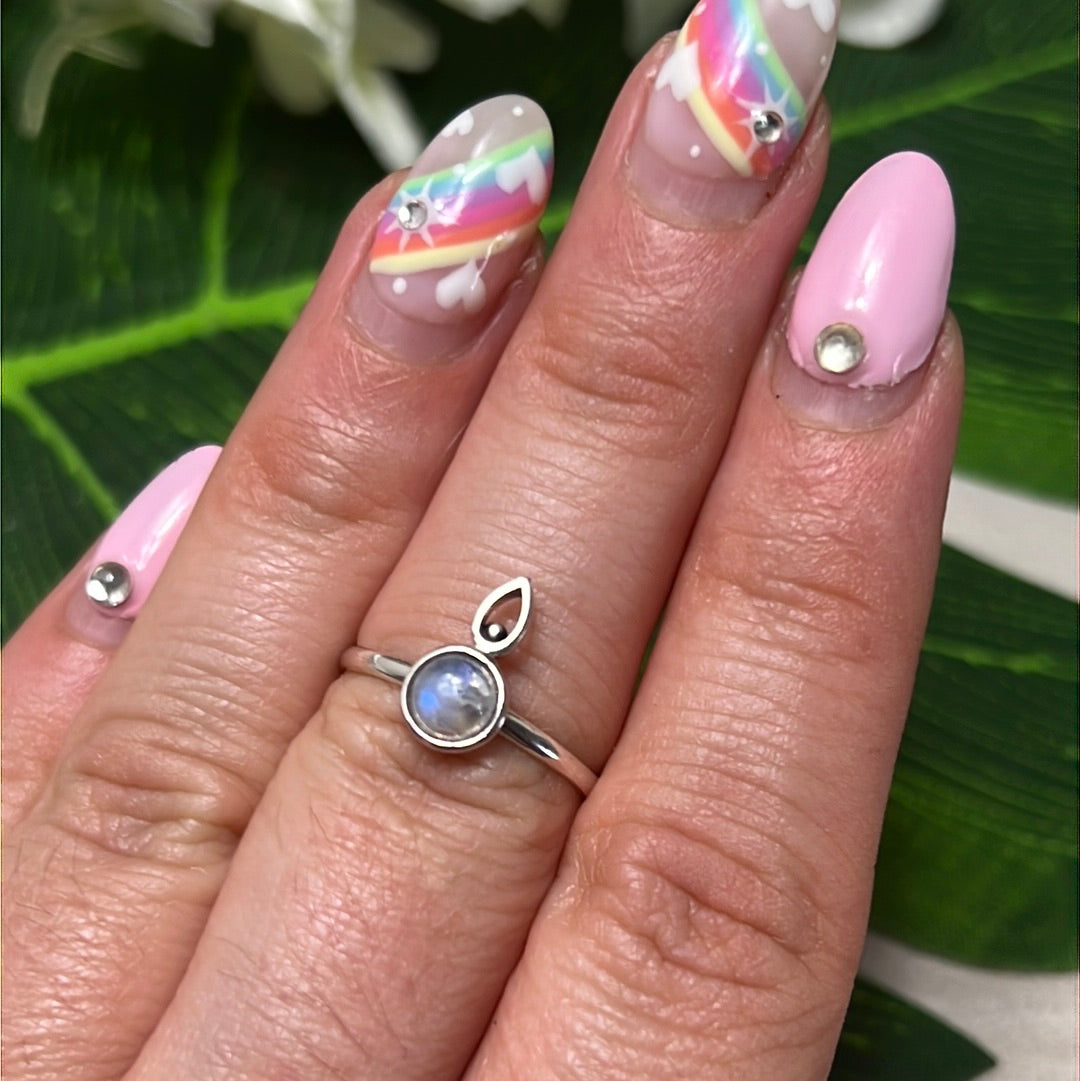 Goddess Moonstone Ring - 925 Sterling Silver