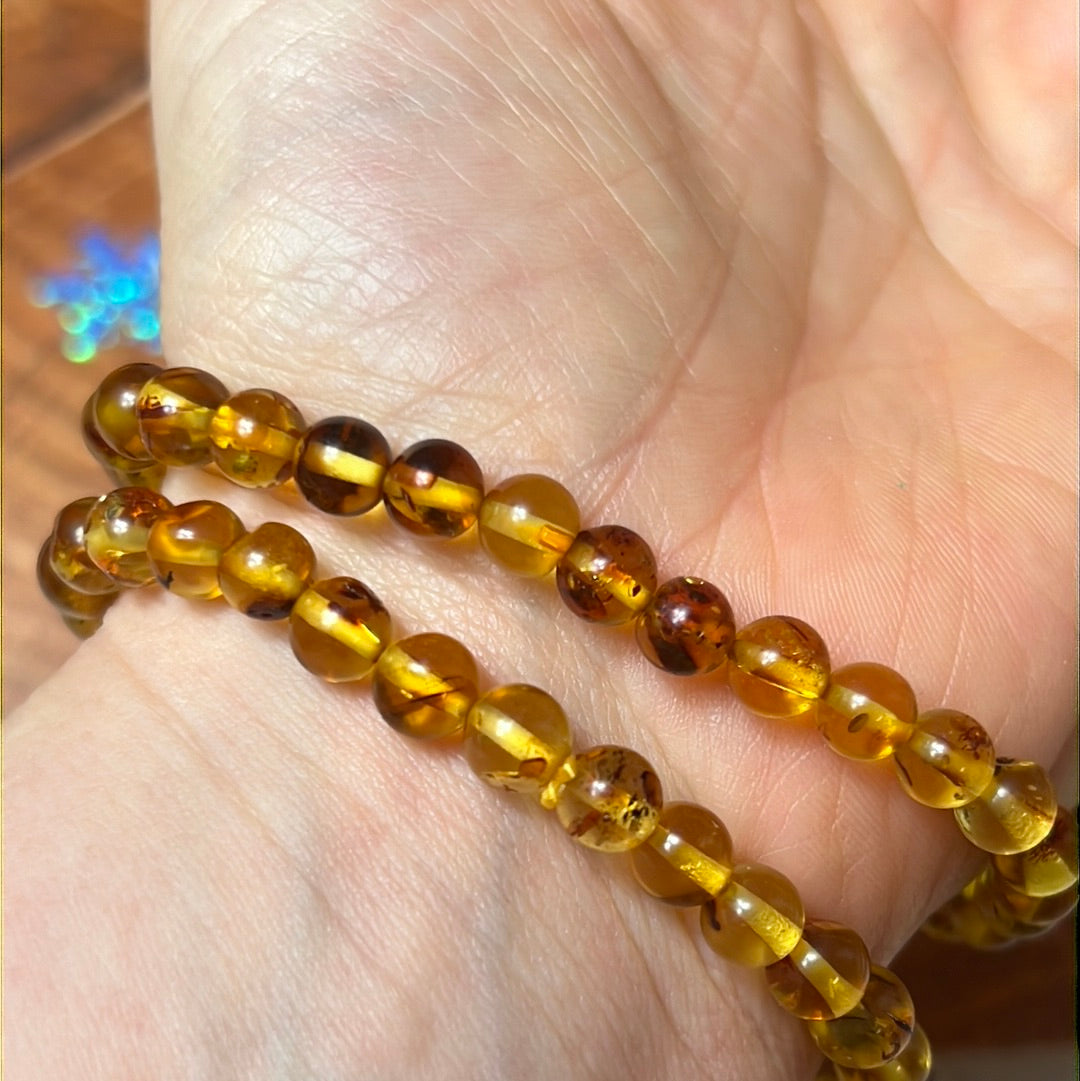 Amber Flower Bead Bracelet