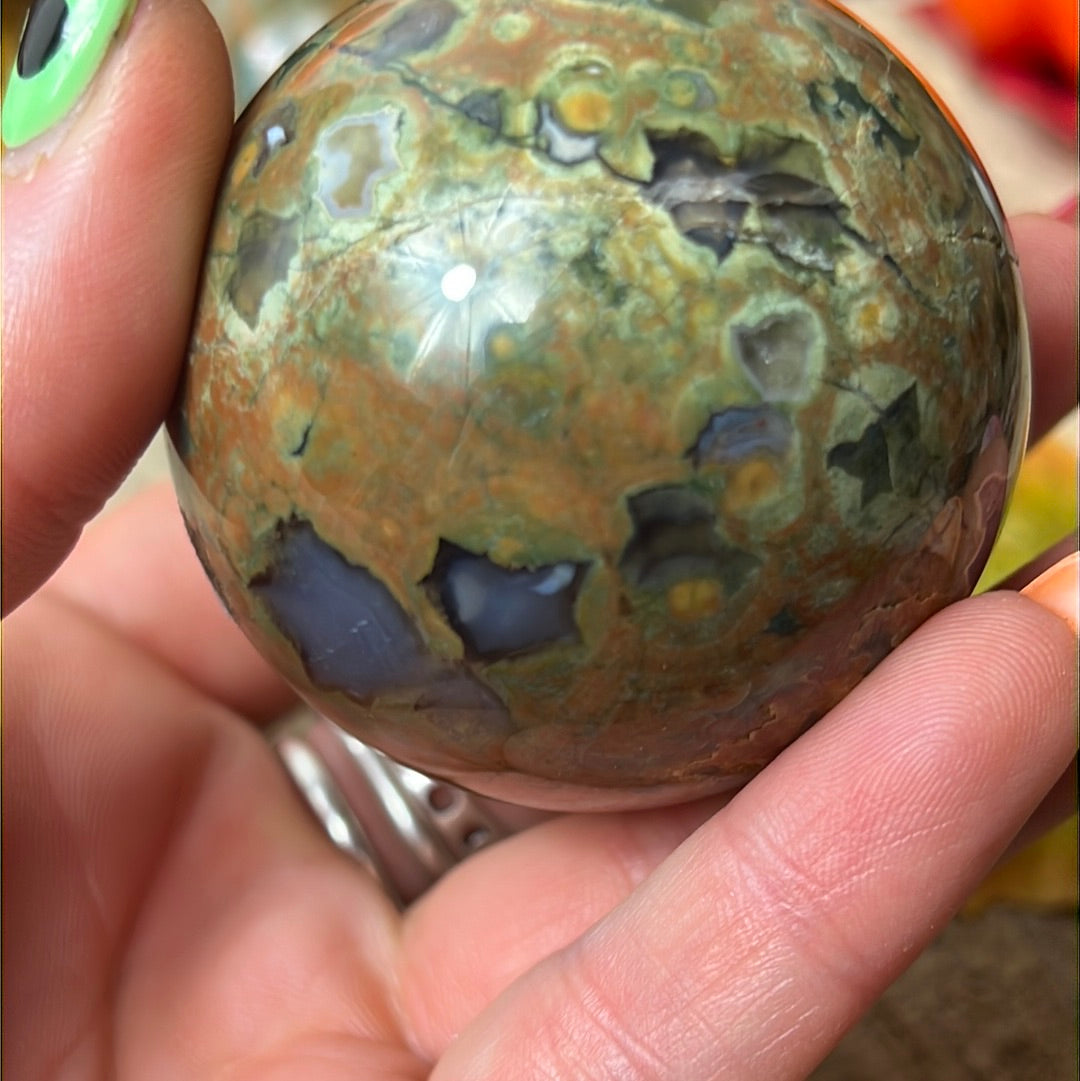 Rhyolite Rainforest Jasper Sphere