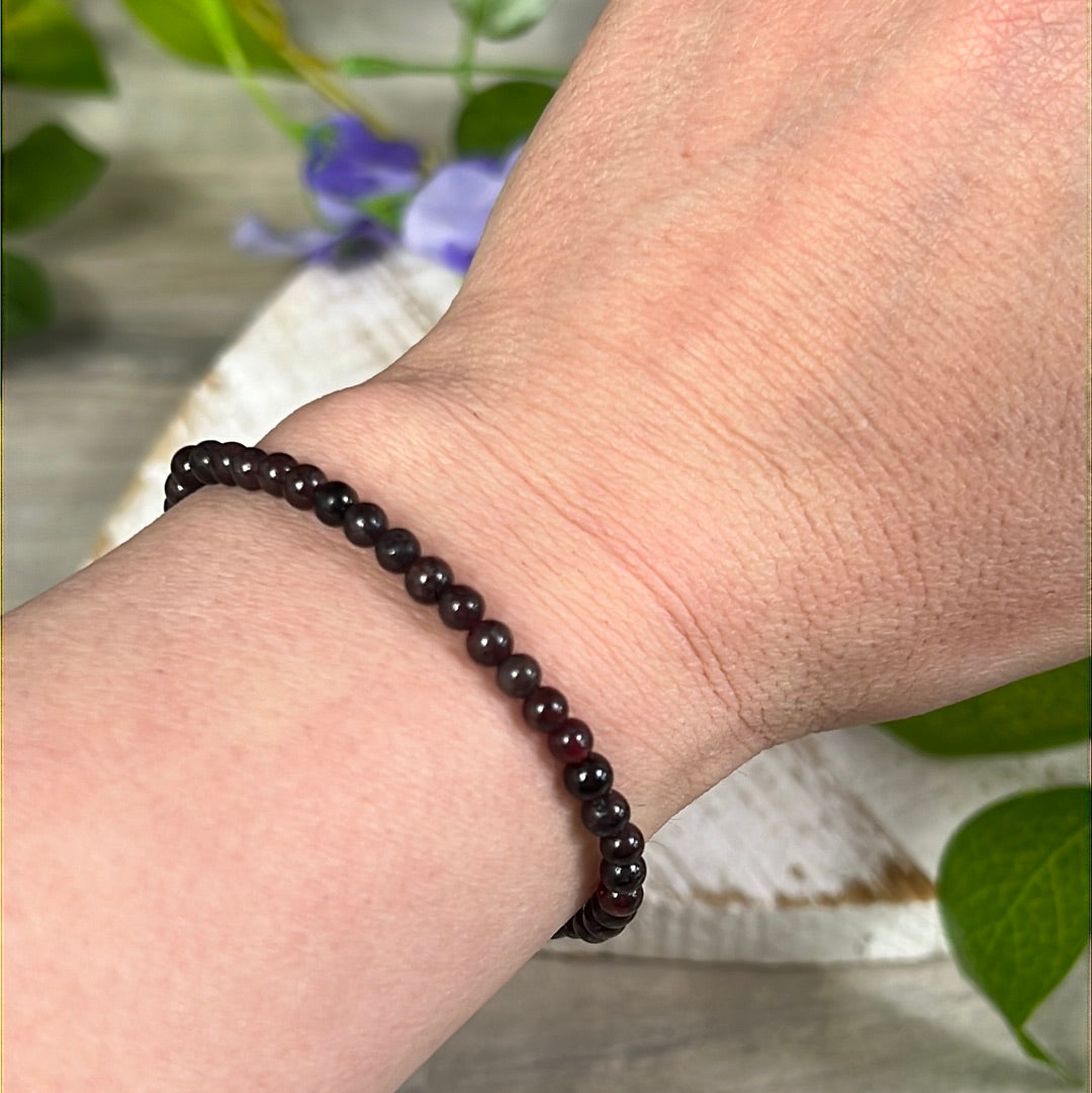 4mm Garnet Bead Bracelet