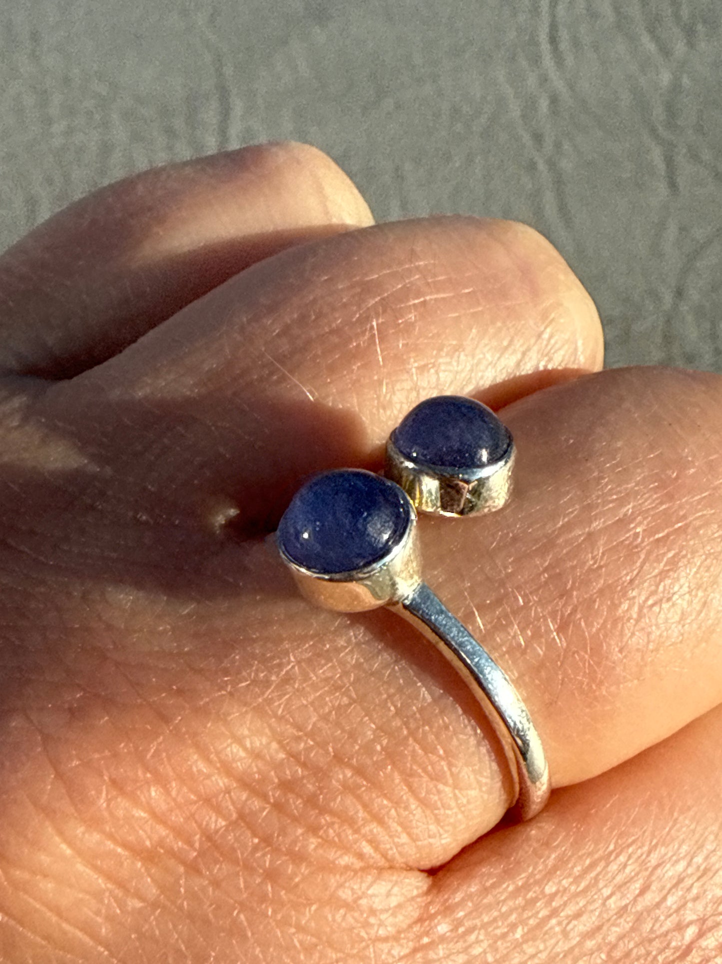 Adjustable Double Tanzanite 925 Silver Ring