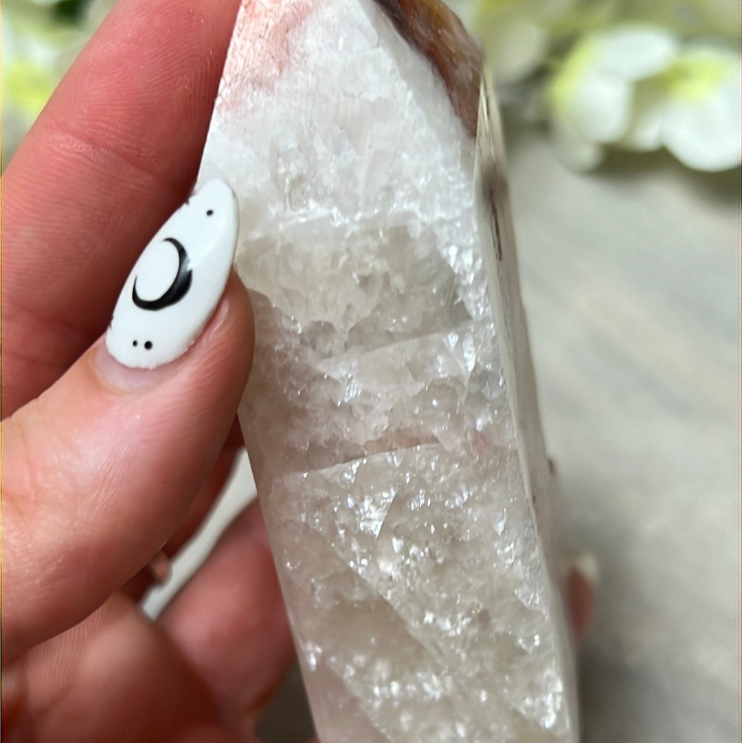 Sunstone, Orchid & Orange Calcite Druzy Tower Points