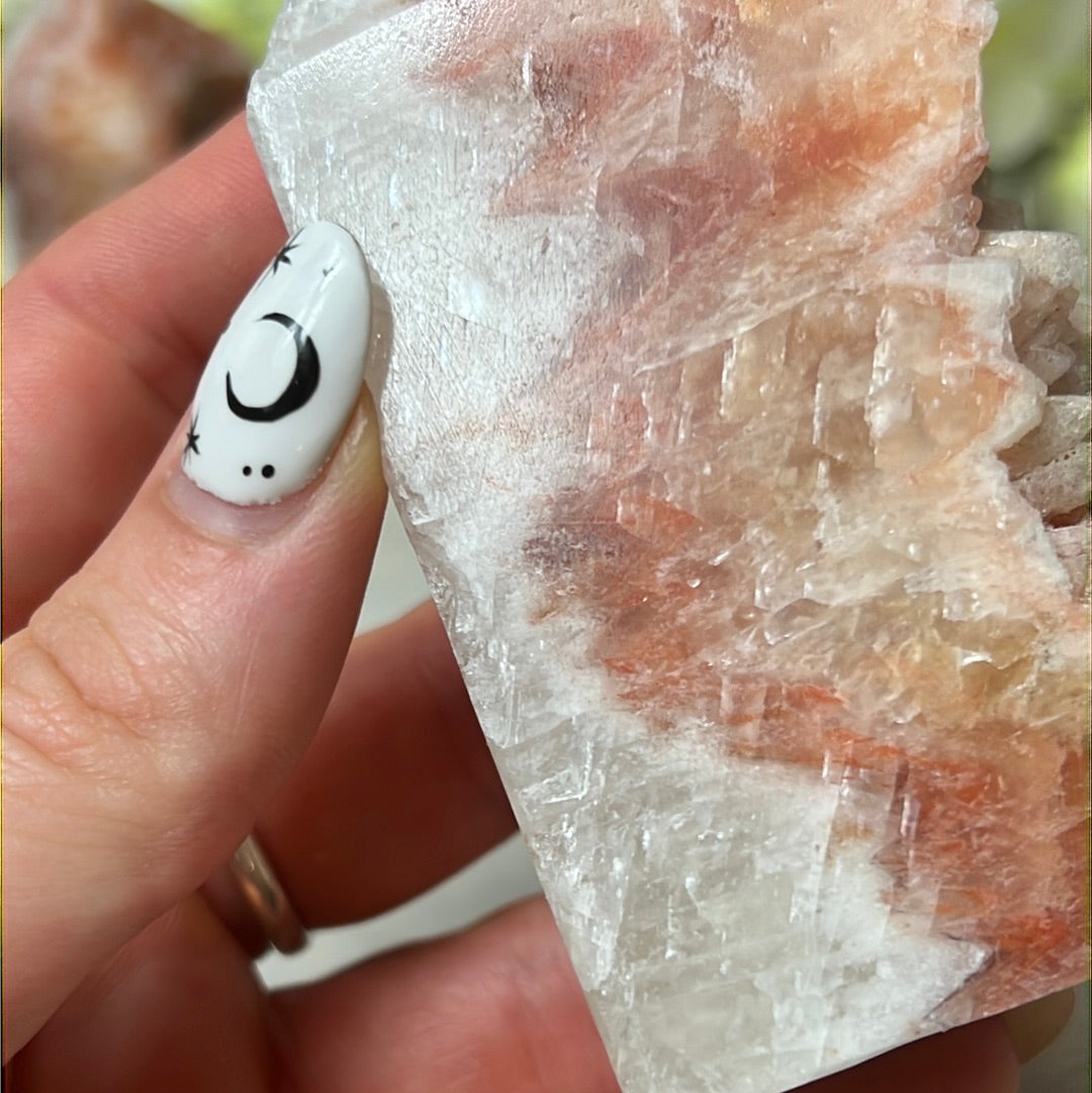 Sunstone, Orchid & Orange Calcite Druzy Tower Points