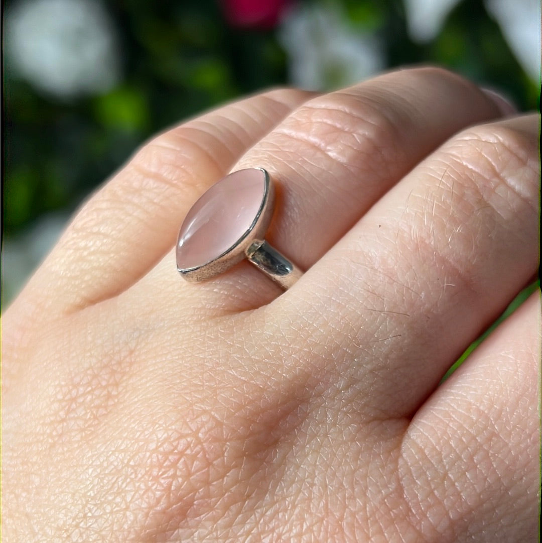 Rose Quartz 925 Silver Ring -  Size L - L 1/2