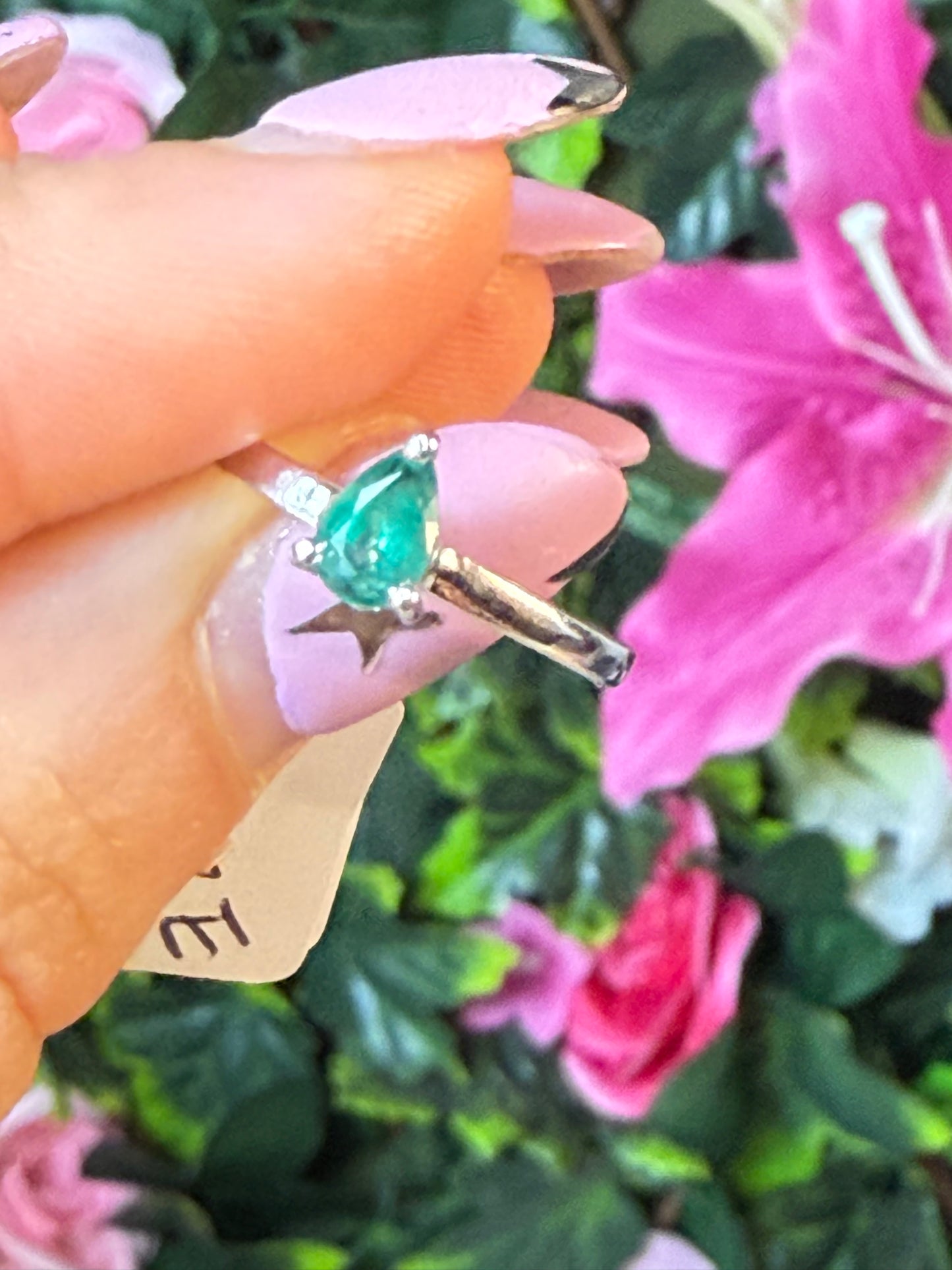Zambian Emerald - Rare 925 Silver Ring - Size P 1/2