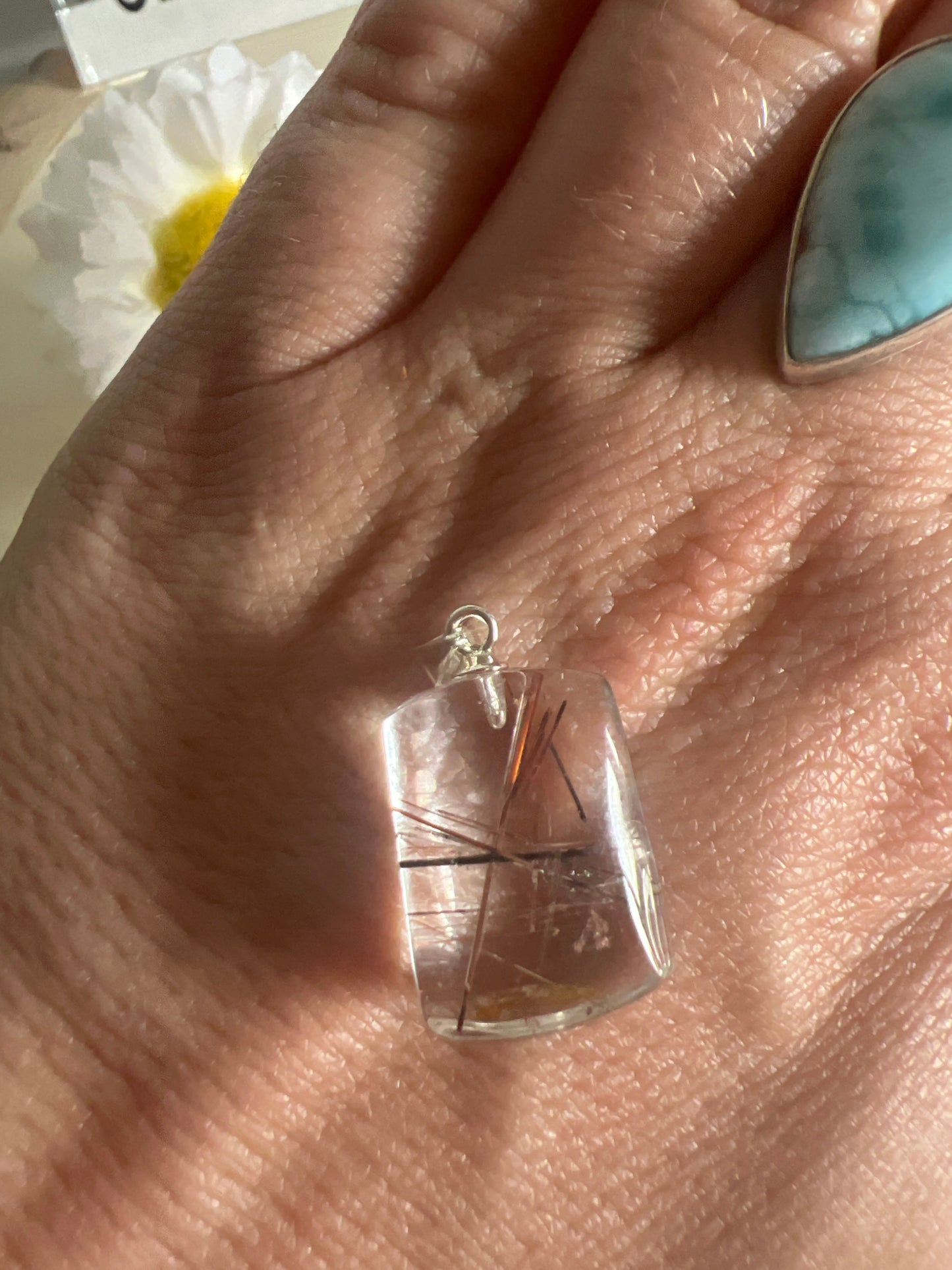 Rutile Mutil Colour Rutilated Quartz 925 Sterling Silver Pendant