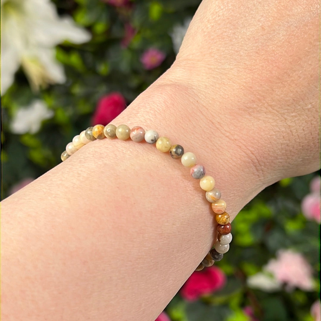 4mm Crazy Lace Bead Bracelet