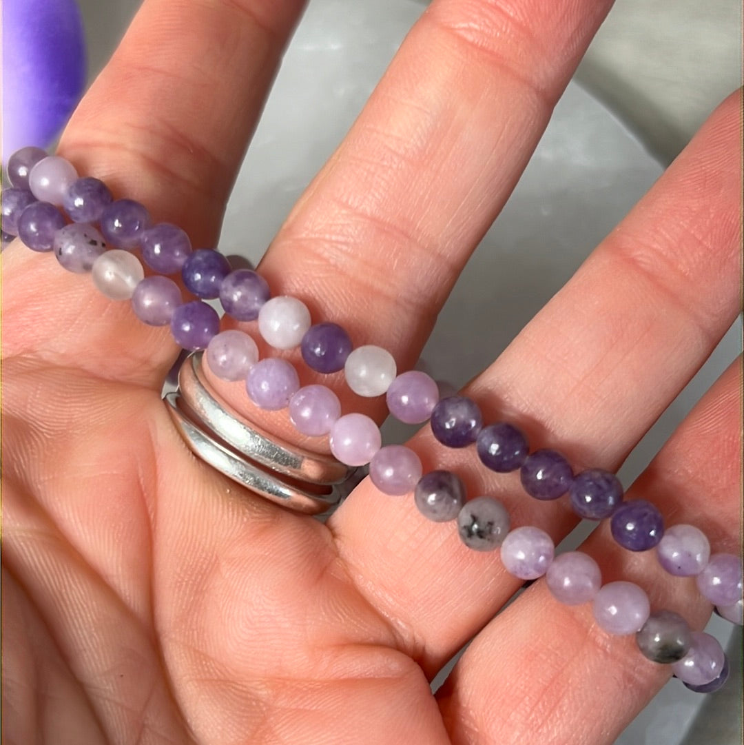 4mm Lepidolite Bead Bracelet