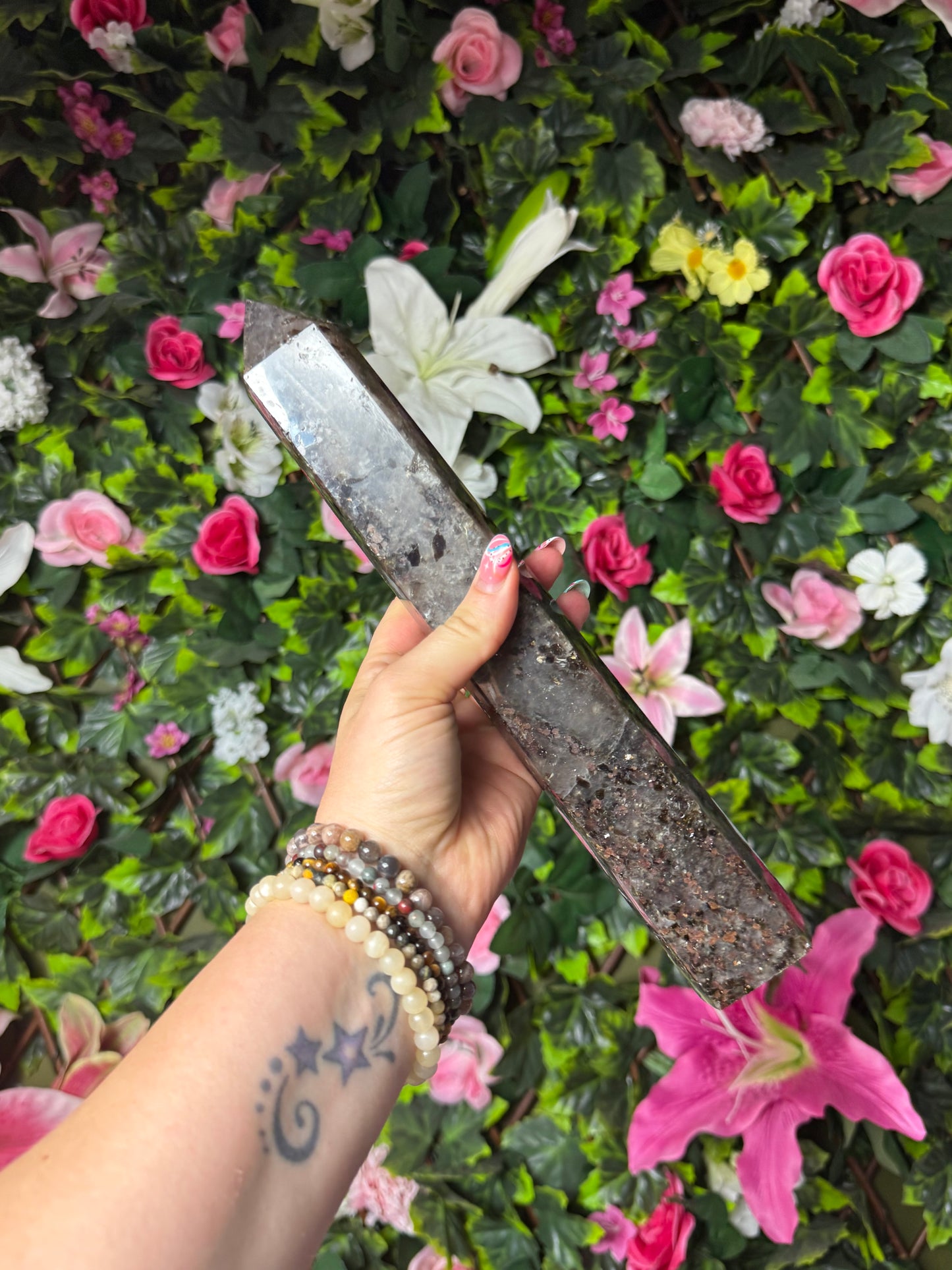 RARE Smokey with garnet & mica Tower Point