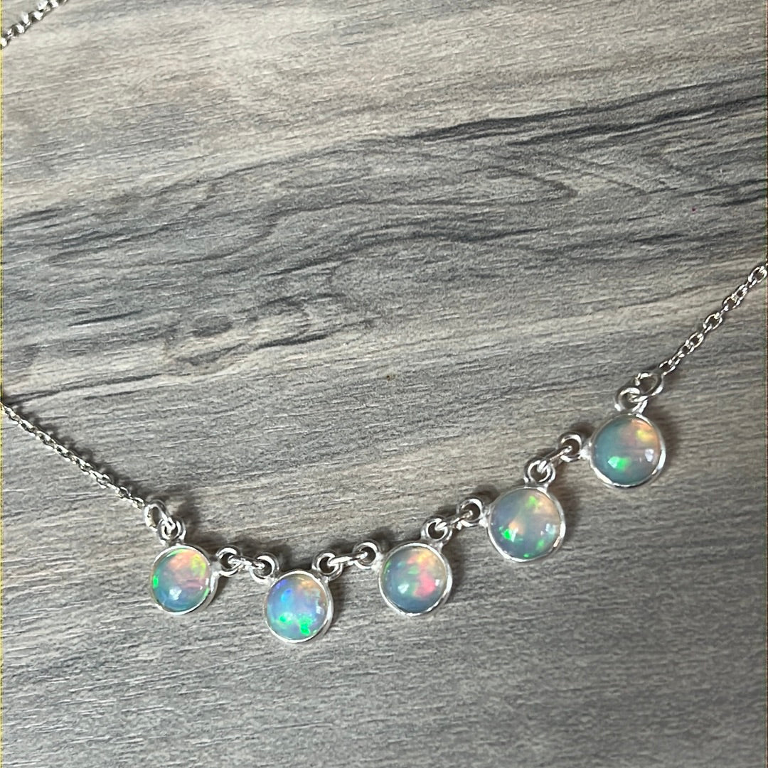 Ethiopian Opal Sterling Drop Necklace