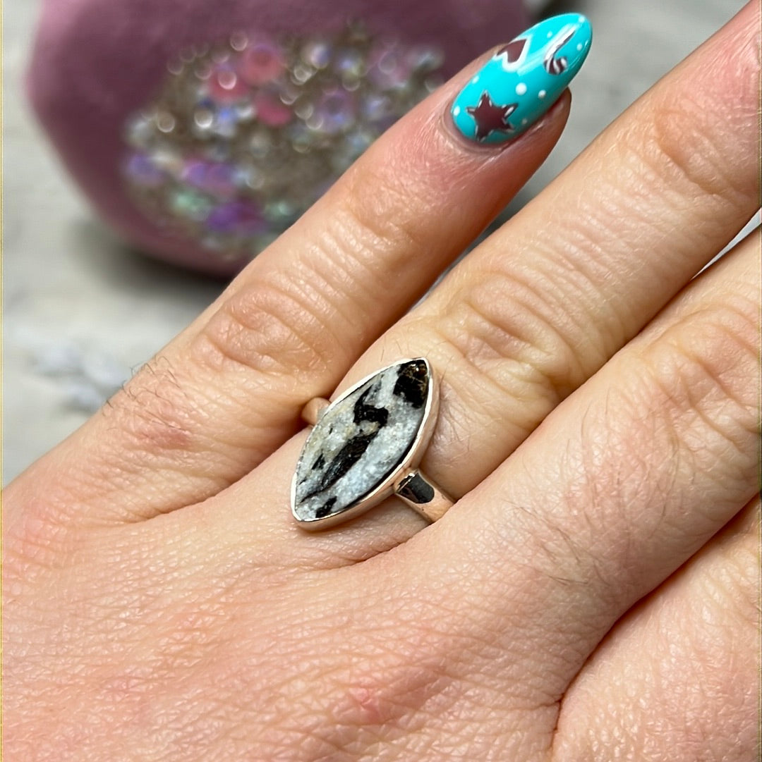 Astrophyllite 925 Sterling Silver Ring - Size L 1/2