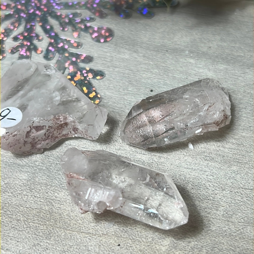 Pink lithium quartz specimen