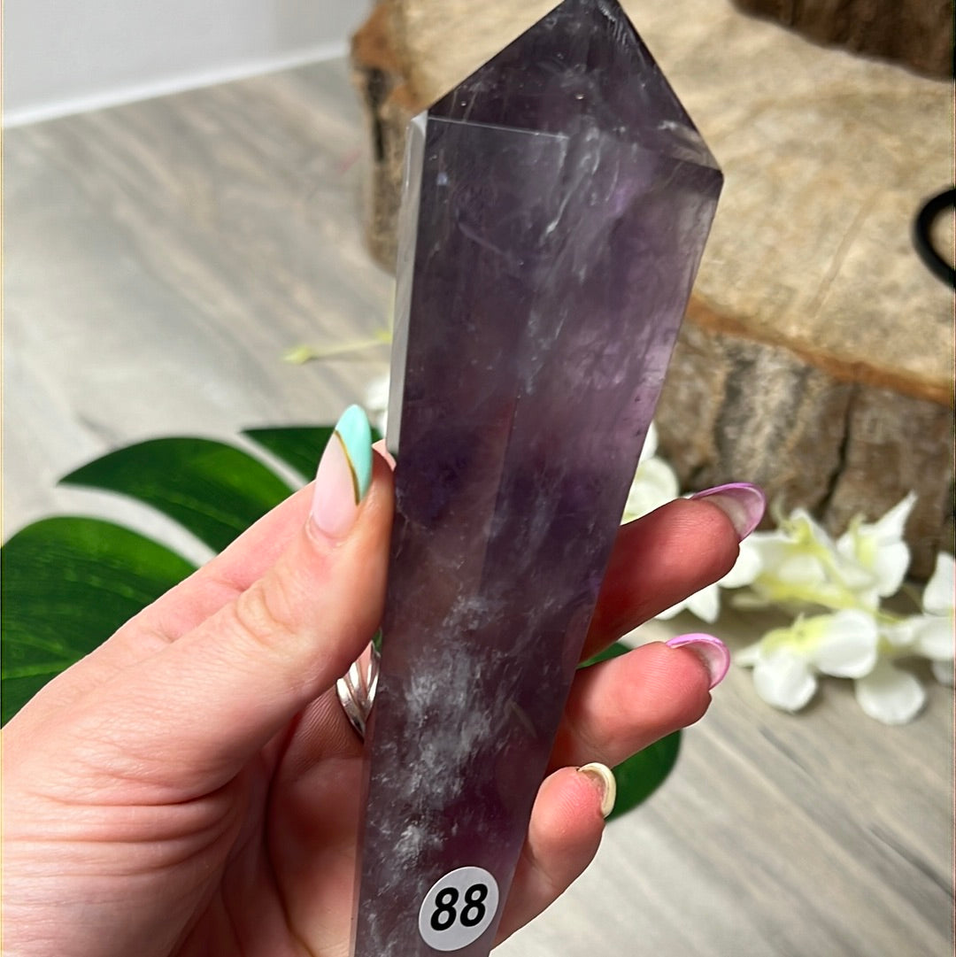 Statement Phantom Fingerprint Amethyst Smokey Quartz Wand