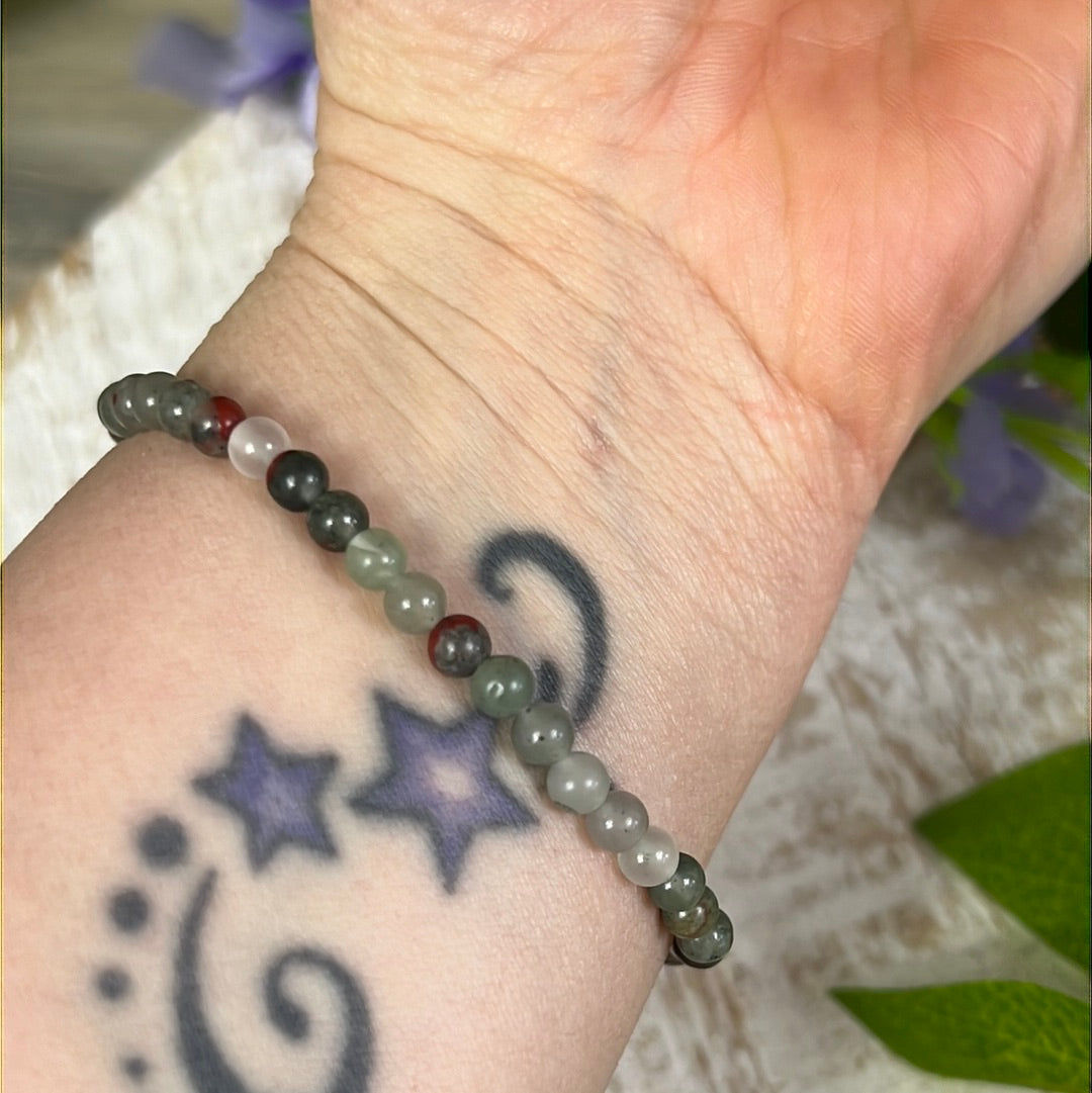 4mm African Bloodstone Bead Bracelet