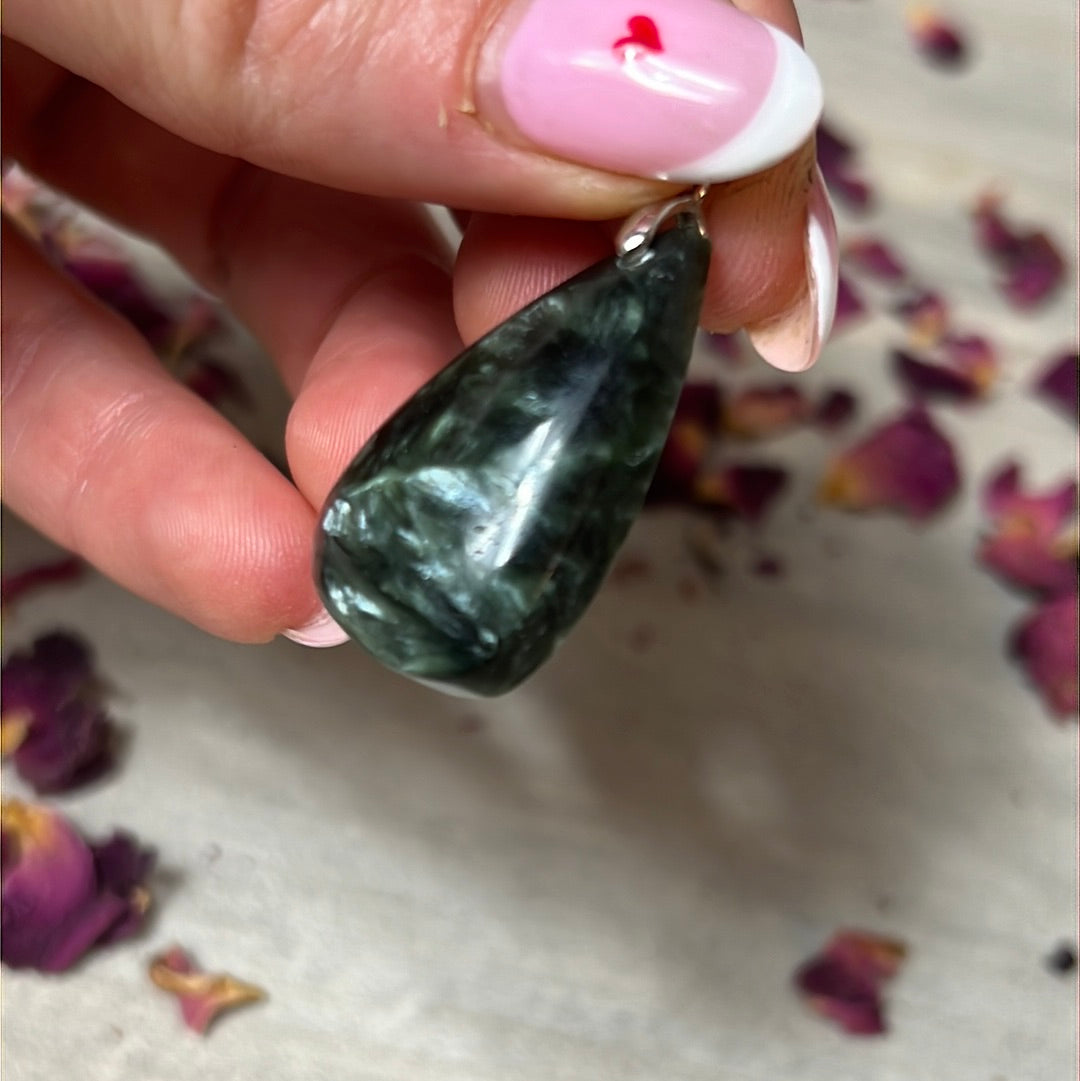 Seraphinite Pendant 925 Sterliing Silver