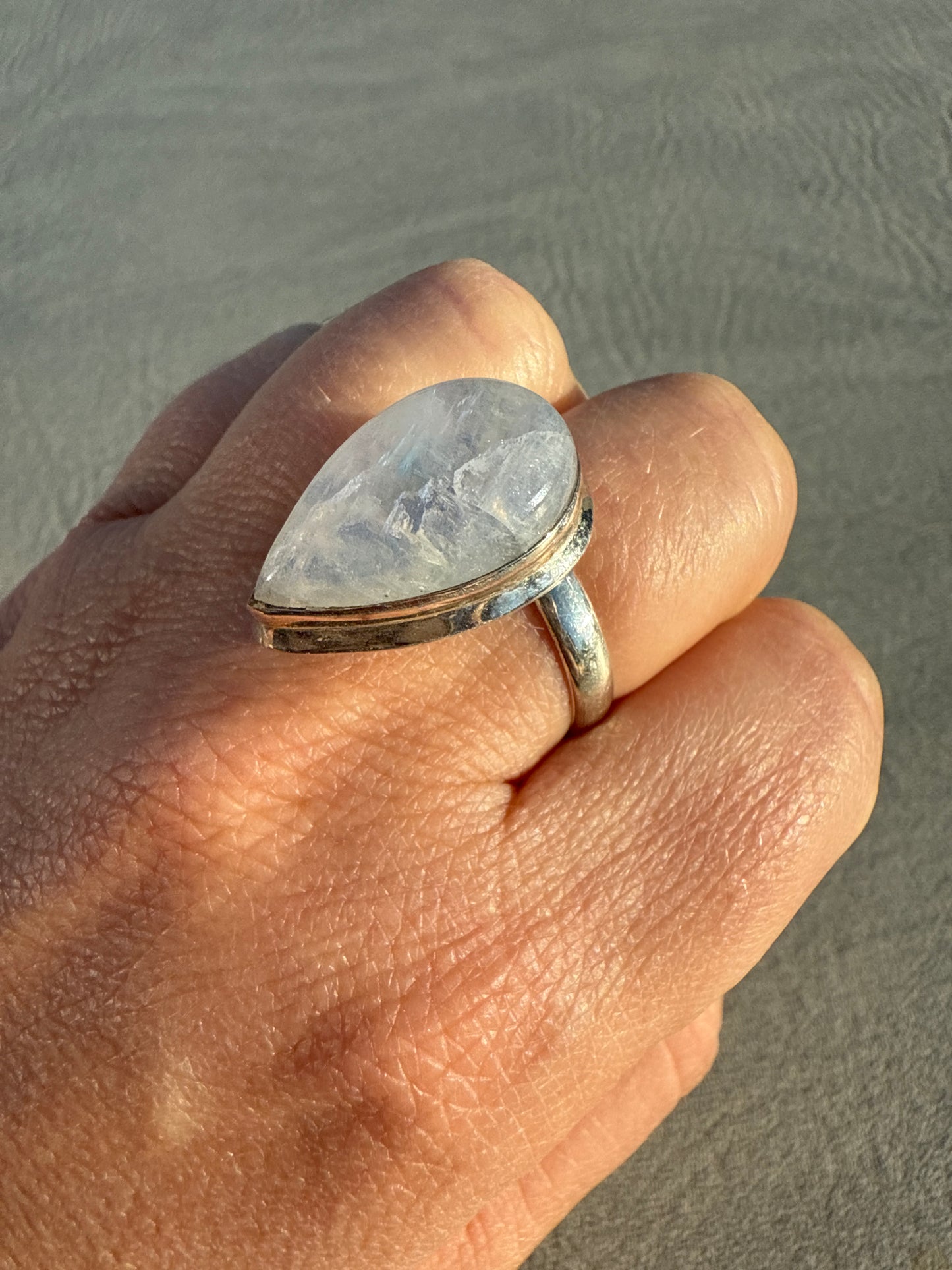 Adjustable Moonstone 925 Silver Ring