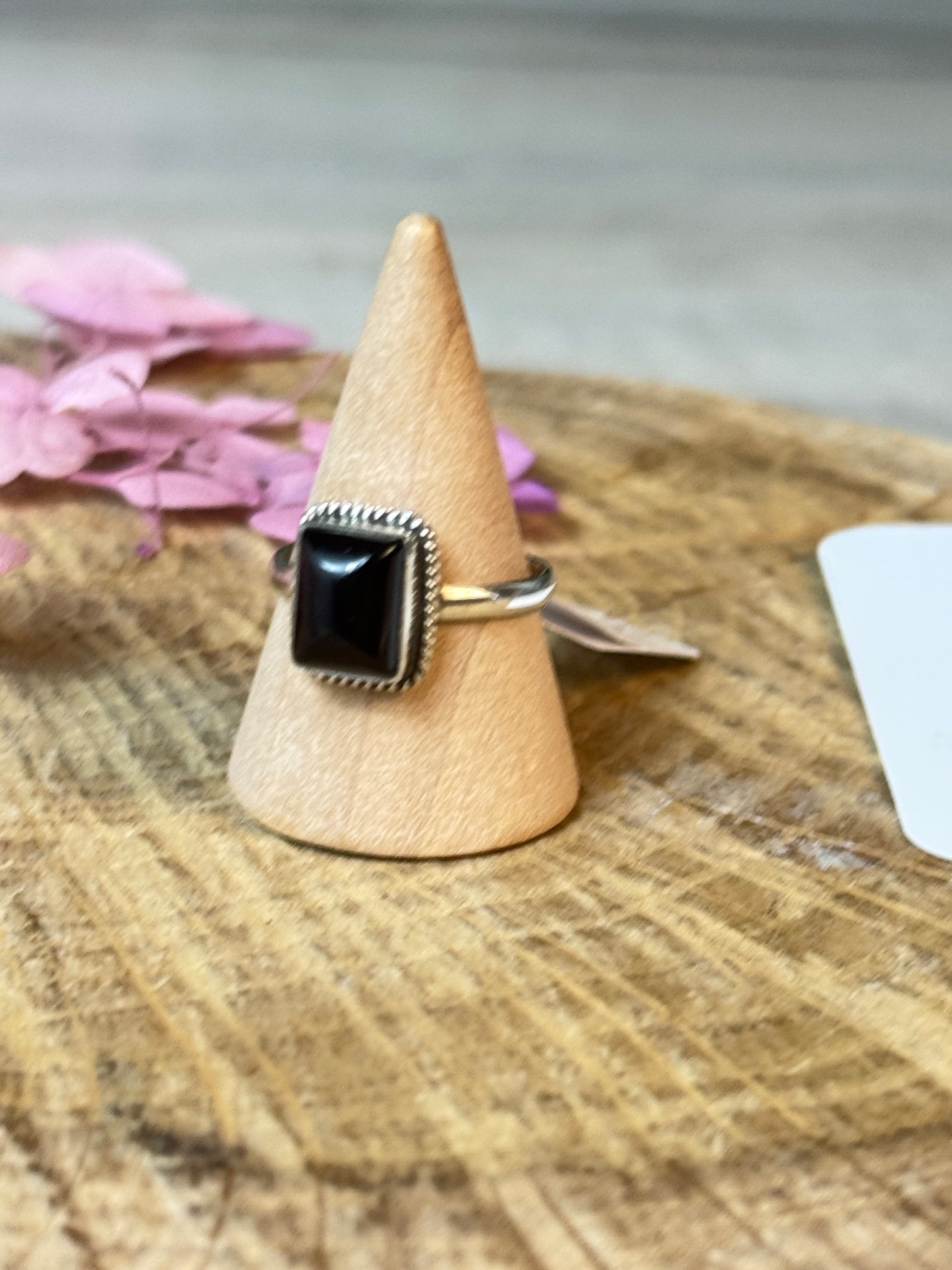 Square Onyx 925 Ring - Size N 1/2