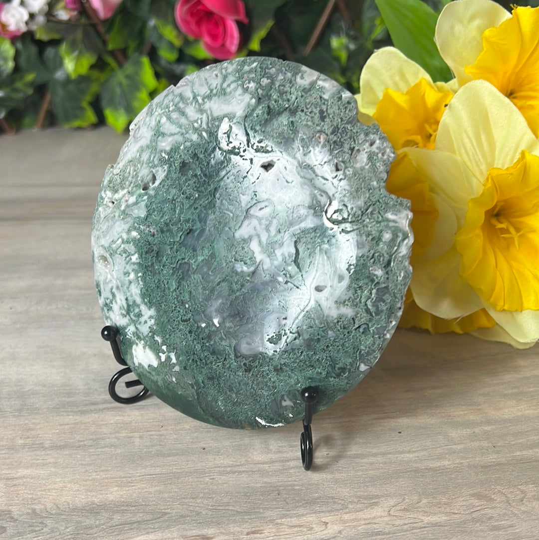 Moss Agate Druzy Disc Cookie