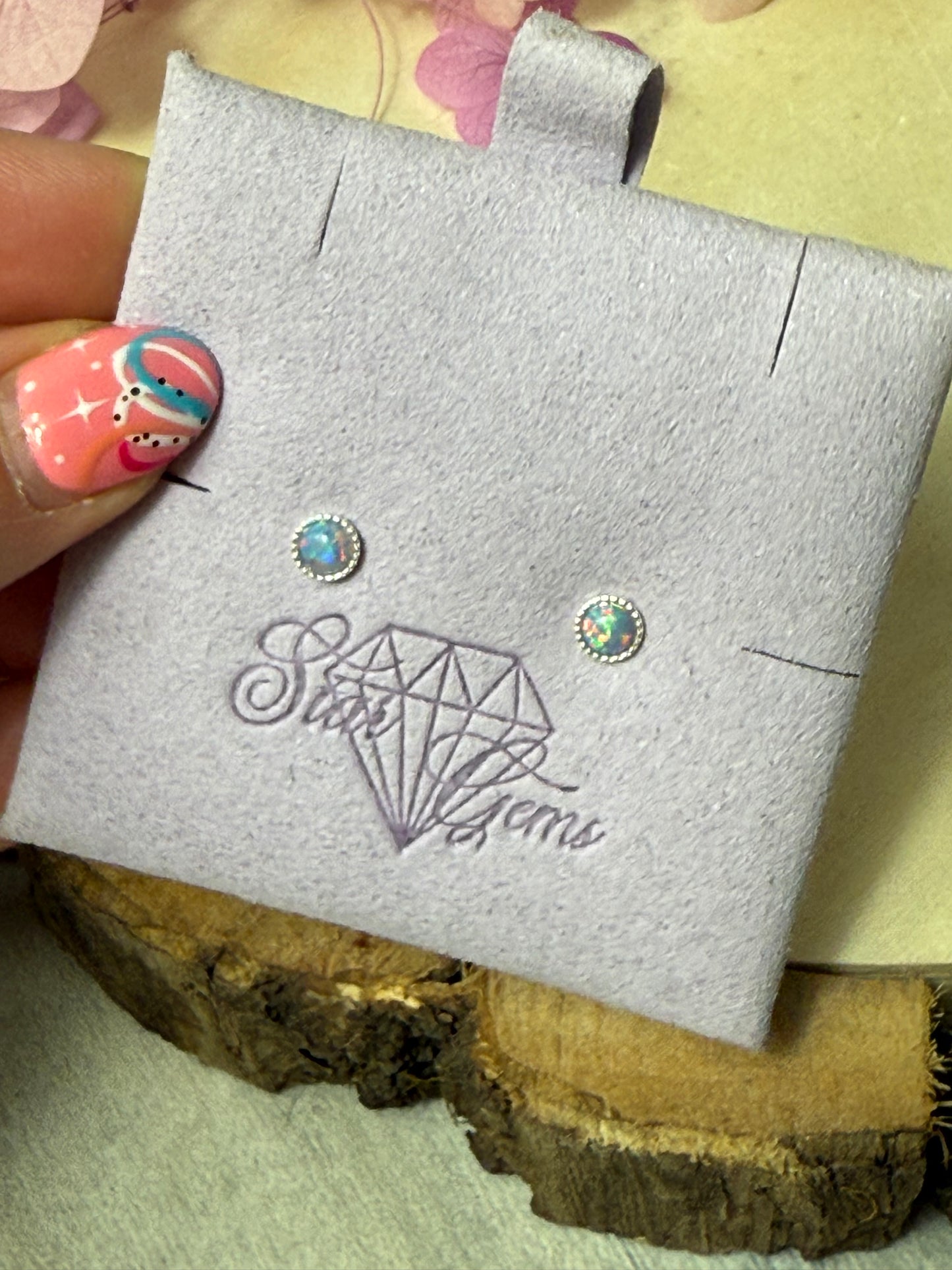 Handmade Blue Opal Sterling Silver Studs