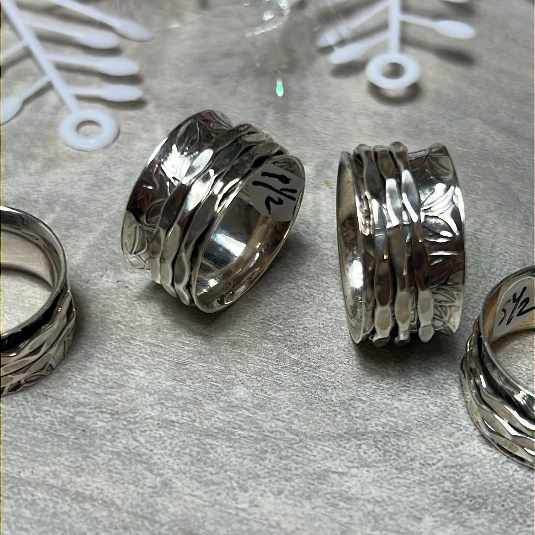 Fidget Spinner Triple Band Ring Sterling Silver 925