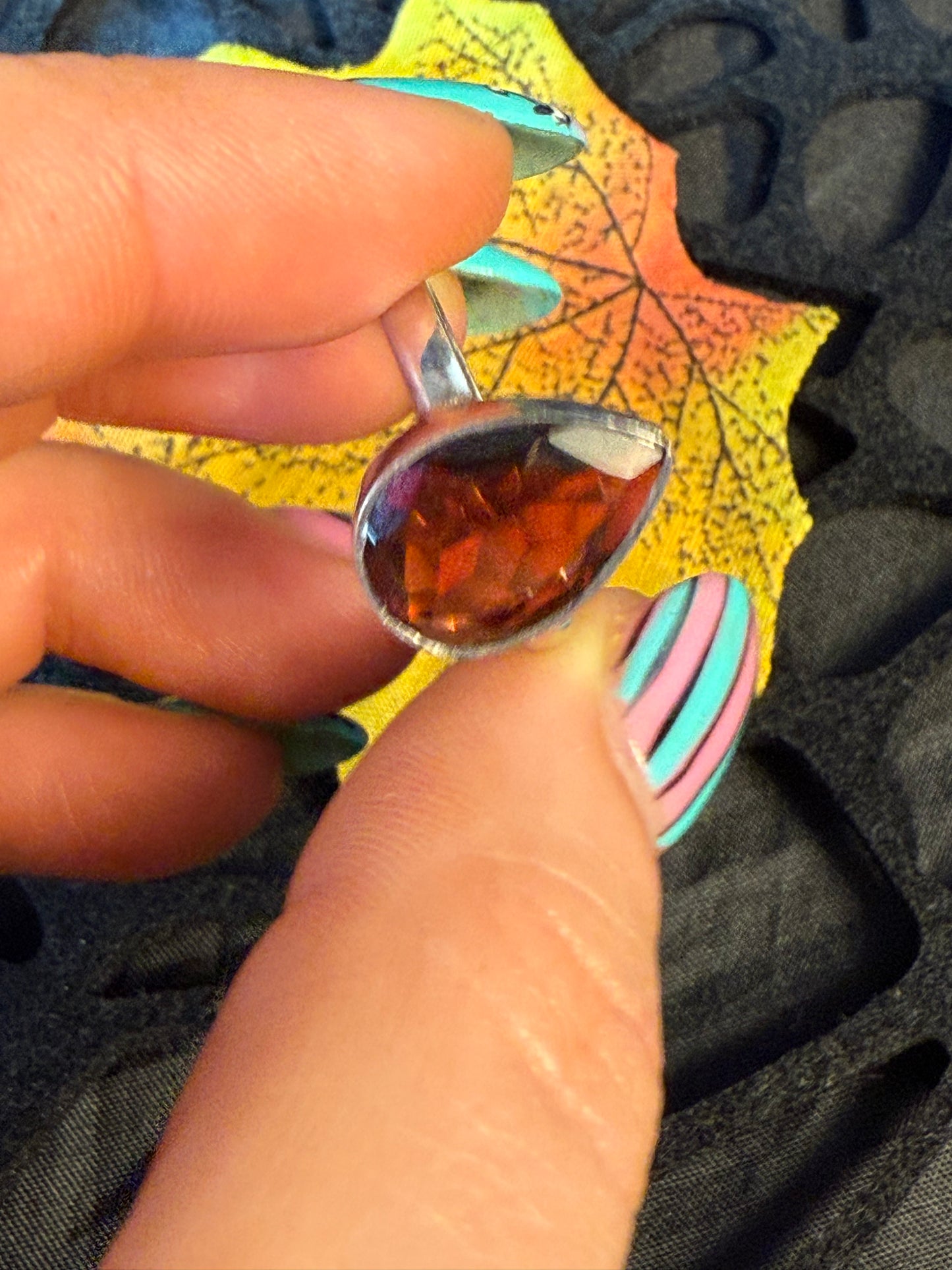 Garnet Facet 925 Ring - Size N 1/2 AA GRADE