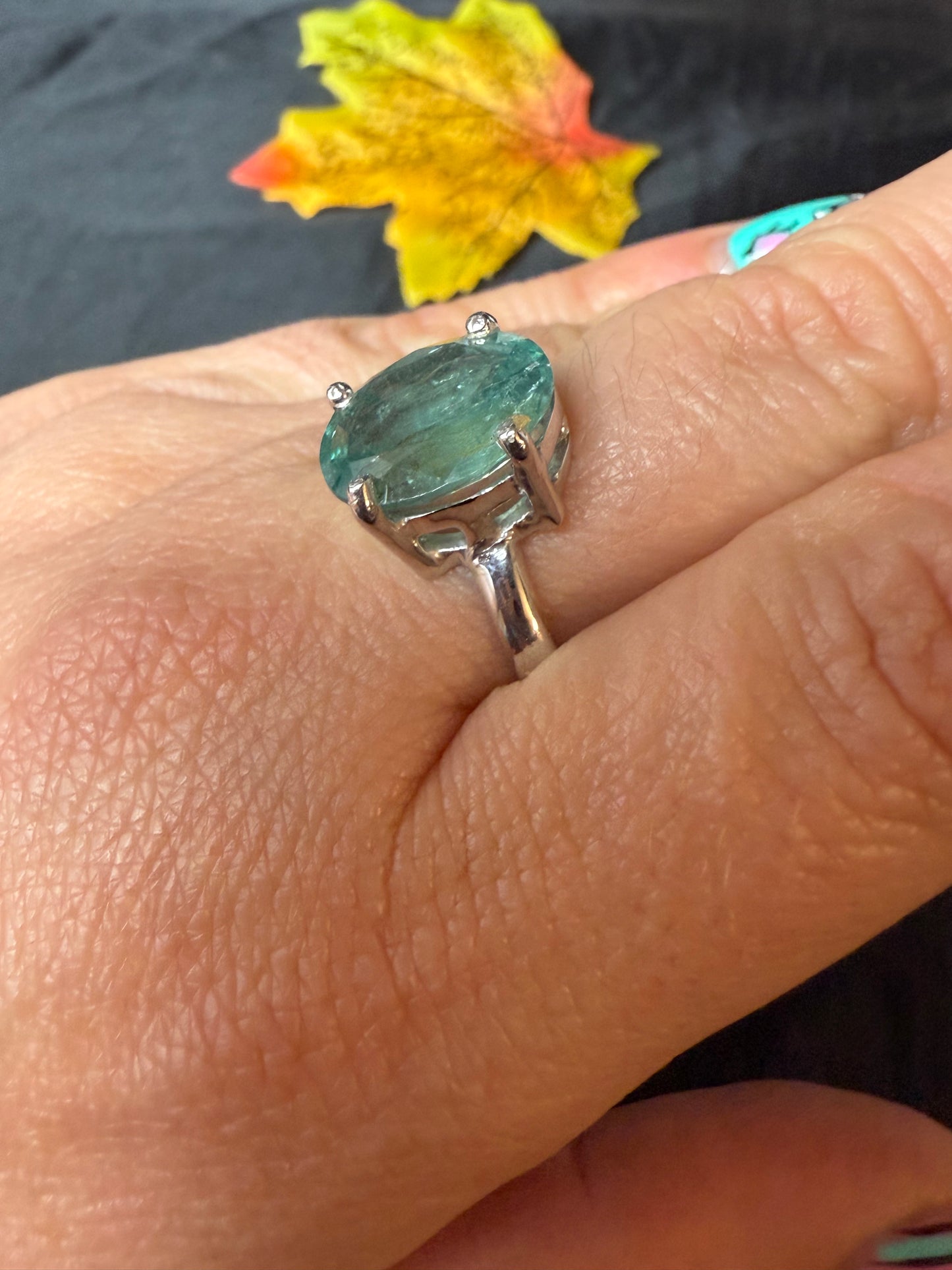 Green Kyantie 925 Ring - Size Q 1/2