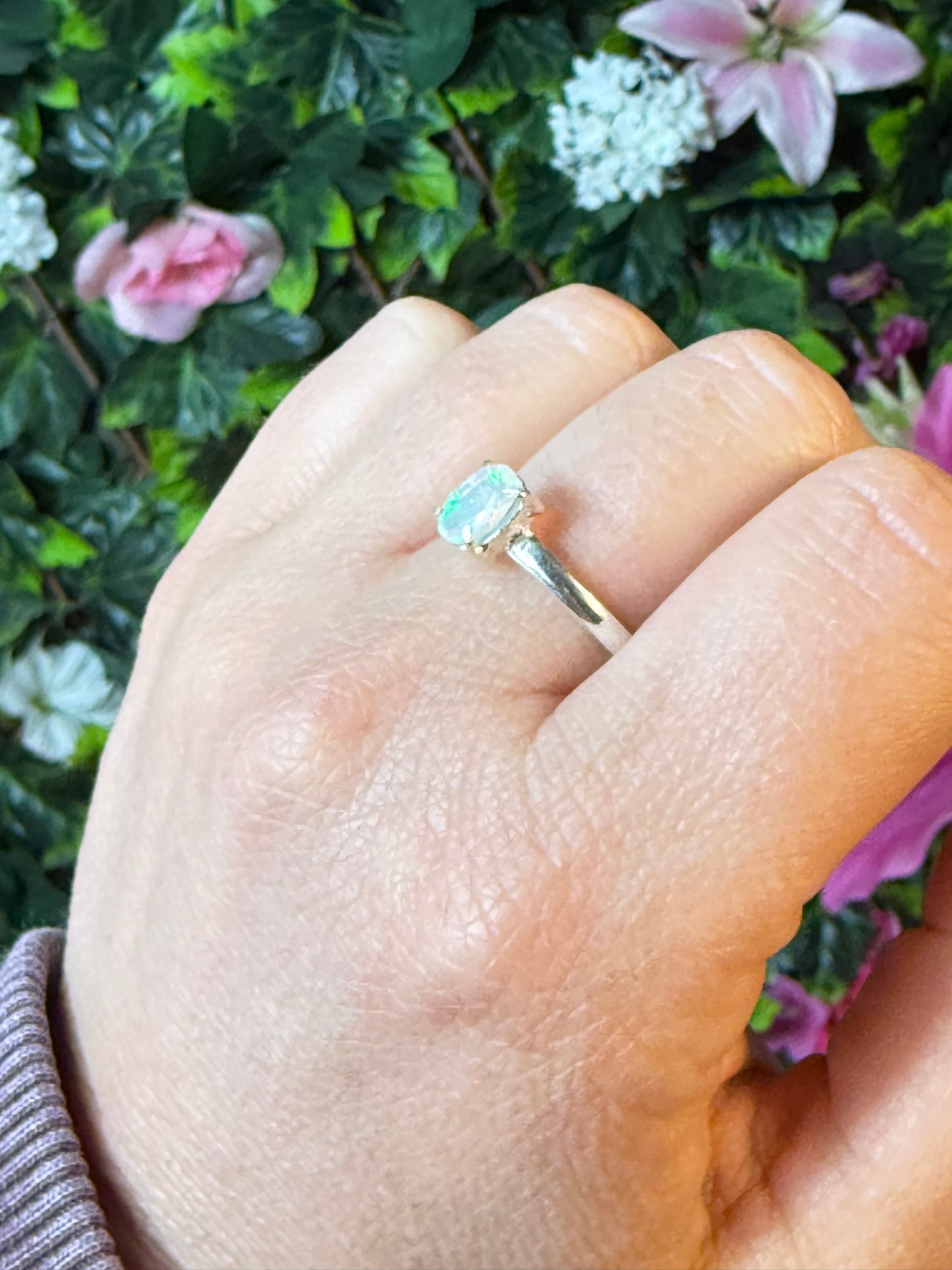 Ethiopian Opal 925 Silver Ring - Size S