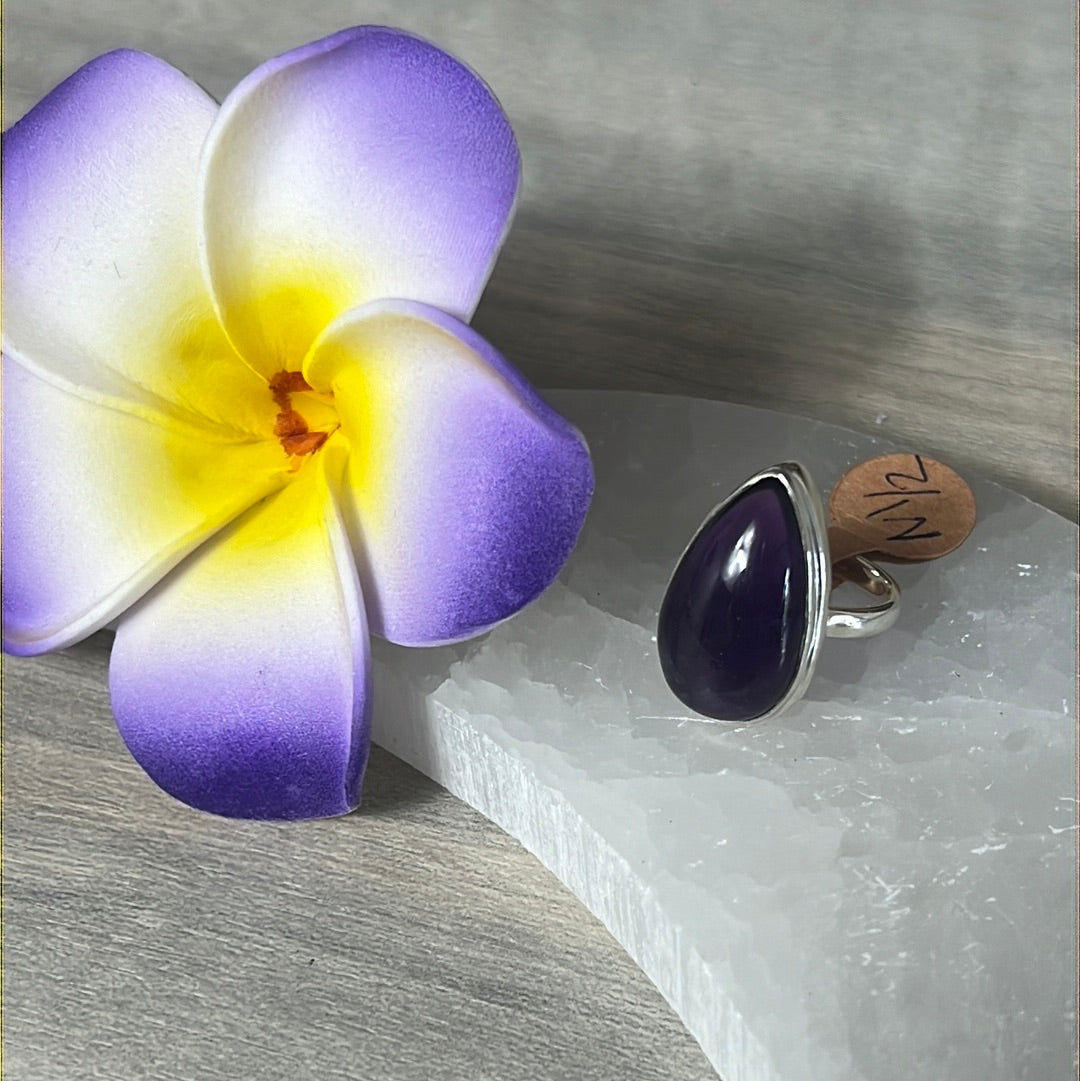 Amethyst 925 Silver Ring -  Size N 1/2